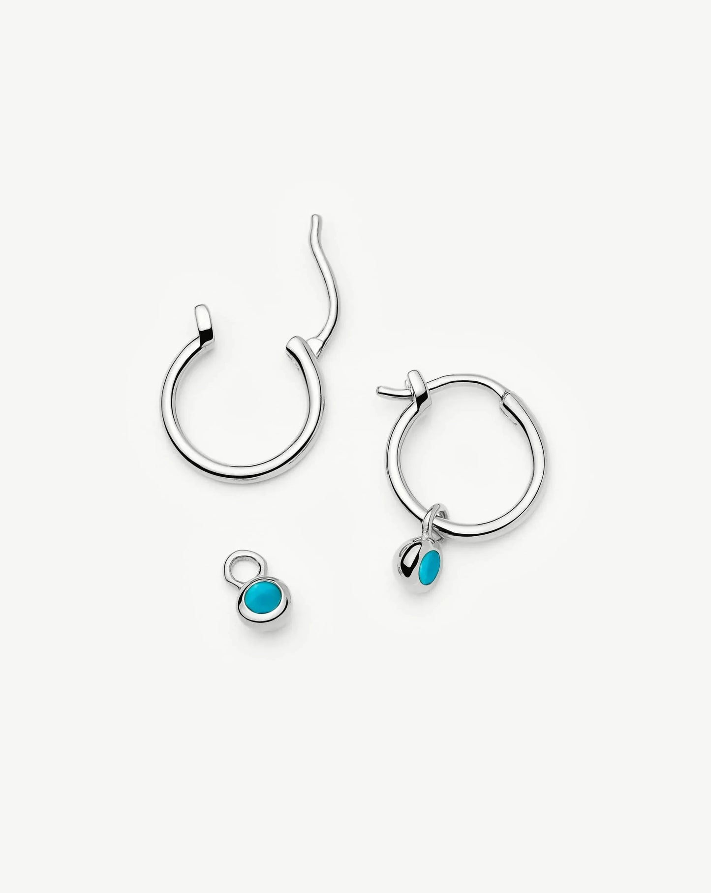 December Birthstone Mini Charm Hoop Earrings | Sterling Silver/Turquoise Magnesite Earrings Missoma