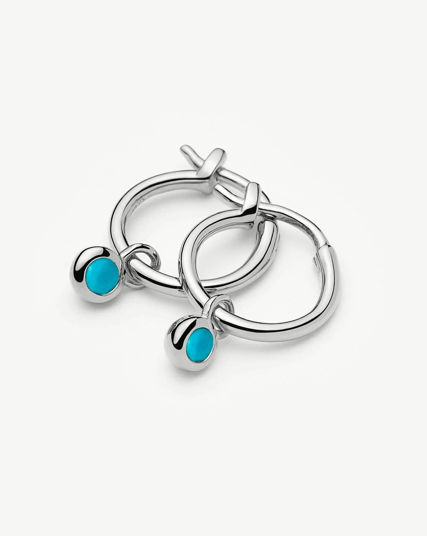 December Birthstone Mini Charm Hoop Earrings | Sterling Silver/Turquoise Magnesite Earrings Missoma