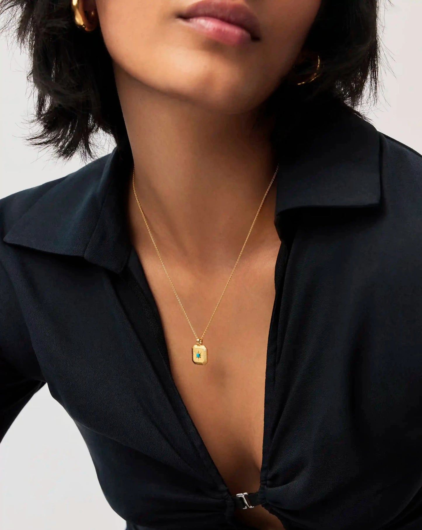 December Birthstone Pendant Necklace | 18k Gold Vermeil/Dyed Turquoise Magnesite Necklaces Missoma