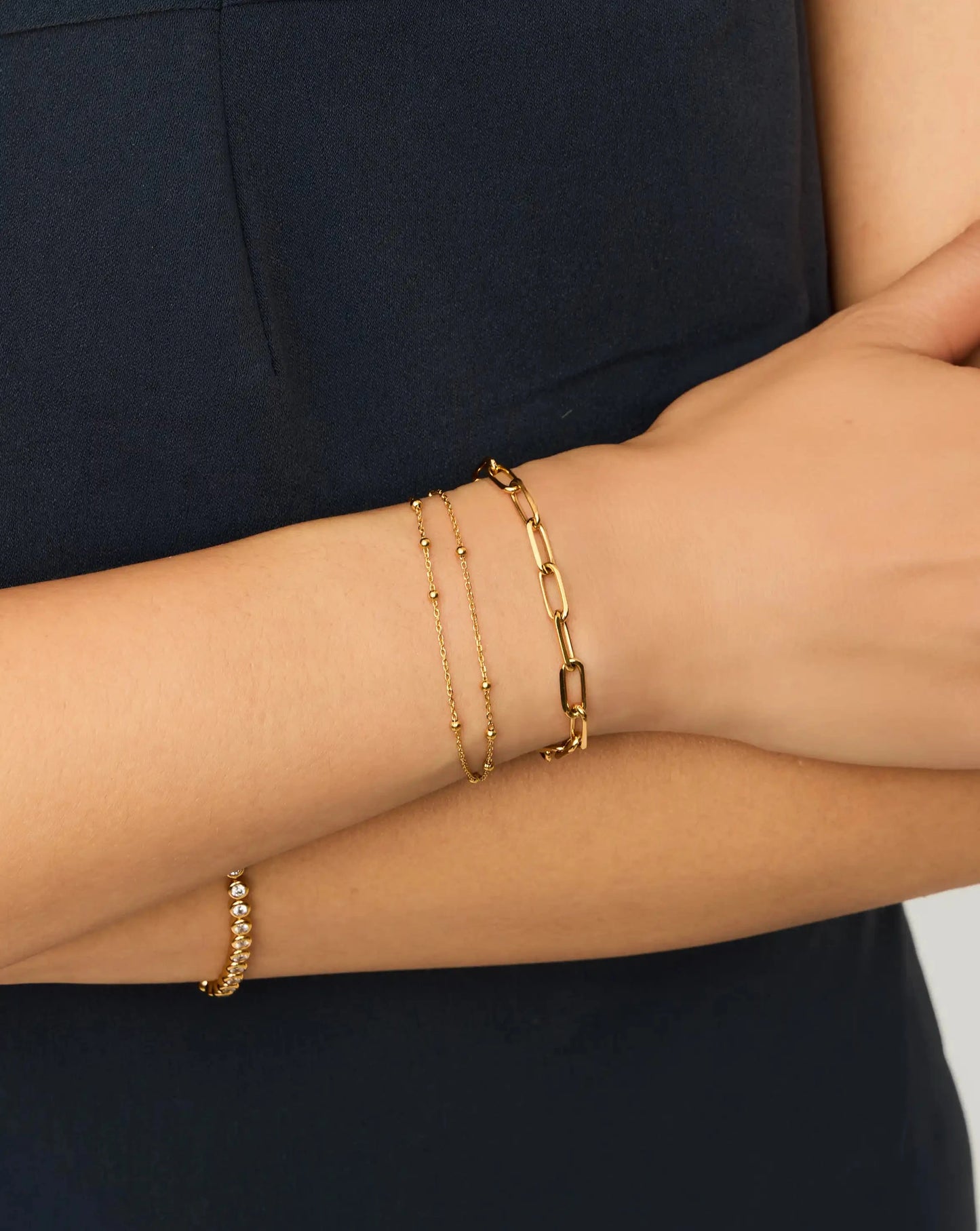 Double Chain & Mini Paperclip Bracelet Set | 18k Gold Vermeil/18k Gold Plated Bracelets Missoma