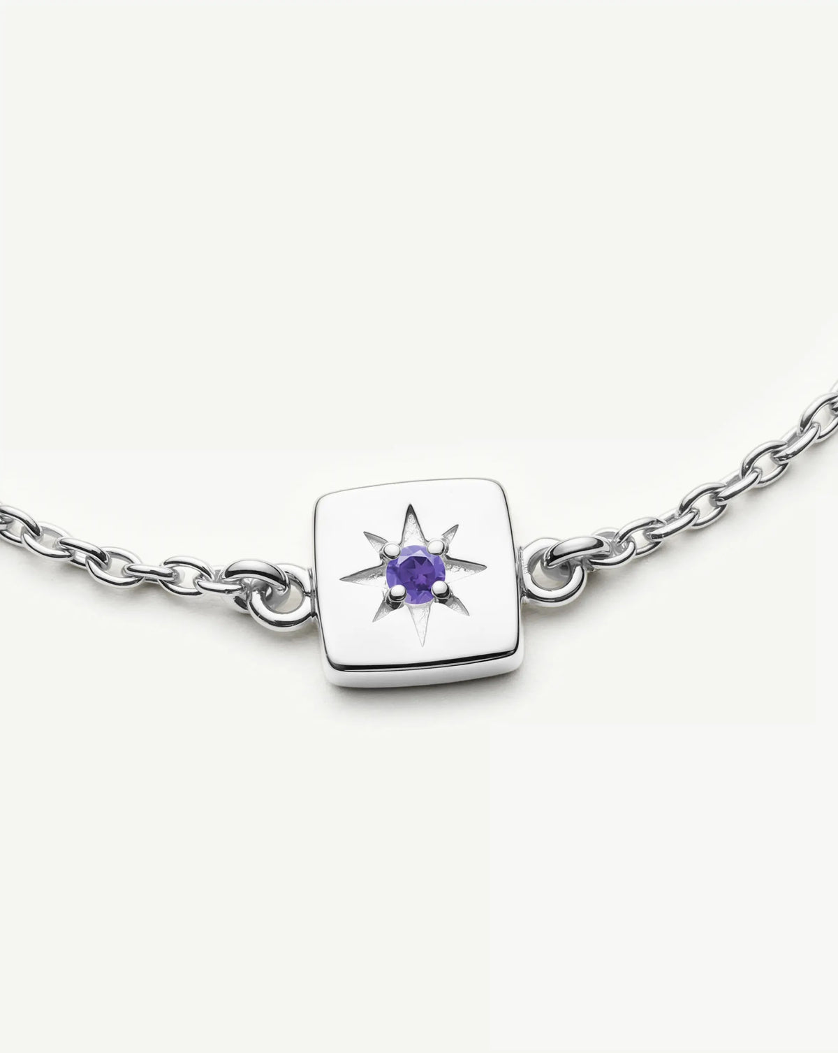 Feburary Birthstone Slider Bracelet | Silver Plated/Natural Amethyst Bracelets Missoma