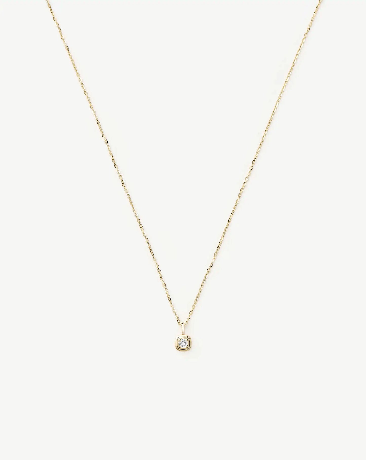 Fine April Birthstone Pendant Necklace | 14k Solid Gold/White Sapphire Necklace Missoma