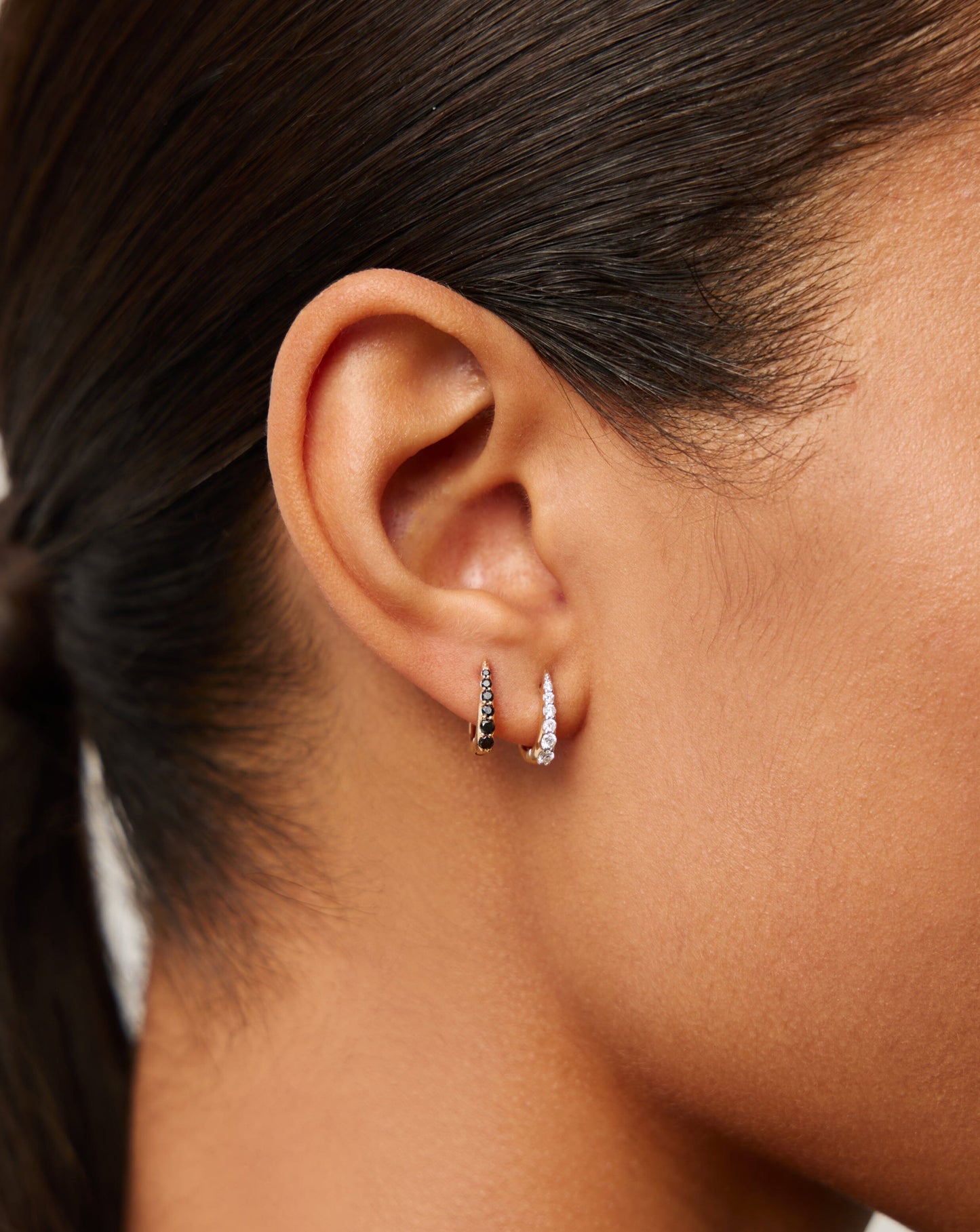 Fine Claw Huggies | 14k Solid Gold/Black Diamond Earrings Missoma