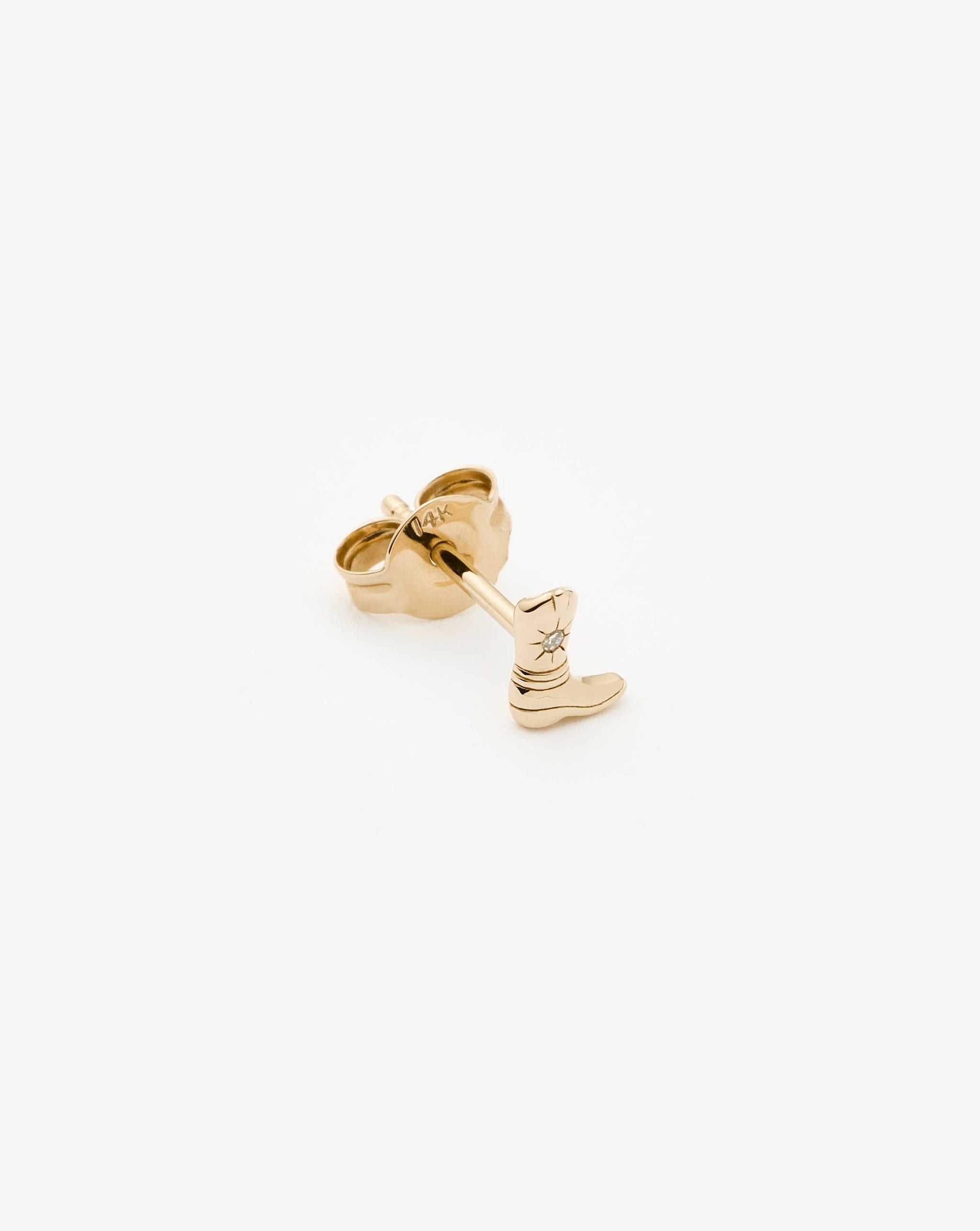 Fine Cowboy Boot Single Stud Earring | 14k Solid Gold/Diamond Earrings Missoma