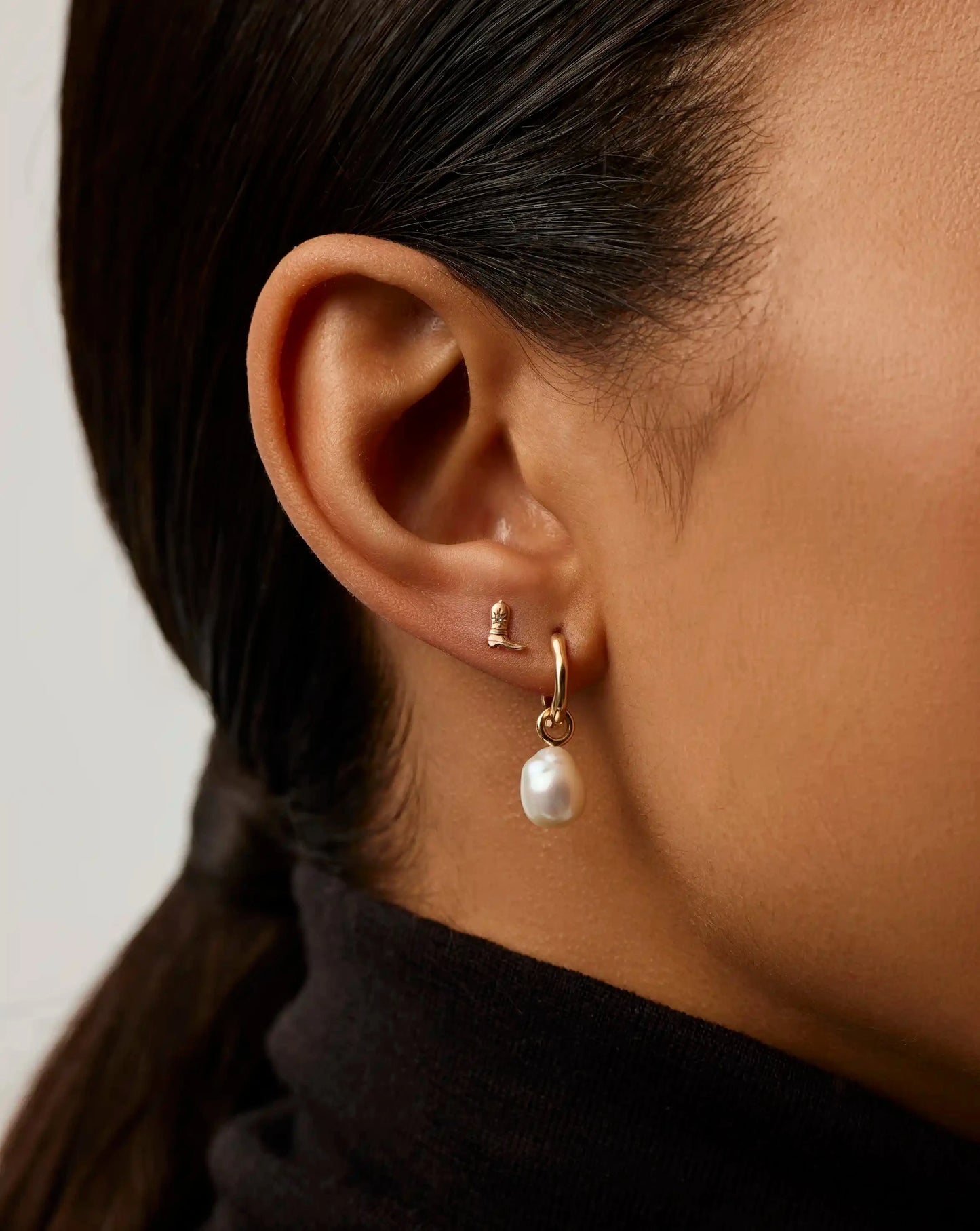 Fine Cowboy Boot Single Stud Earring | 14k Solid Gold/Diamond Earrings Missoma