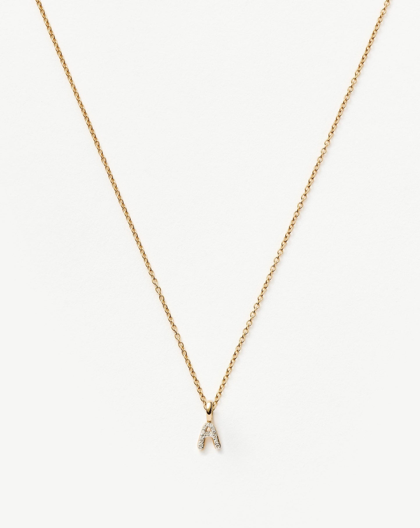 Fine Diamond Initial Mini Pendant Necklace - A | 14k Solid Yellow Gold Plated/Diamond Necklaces Missoma