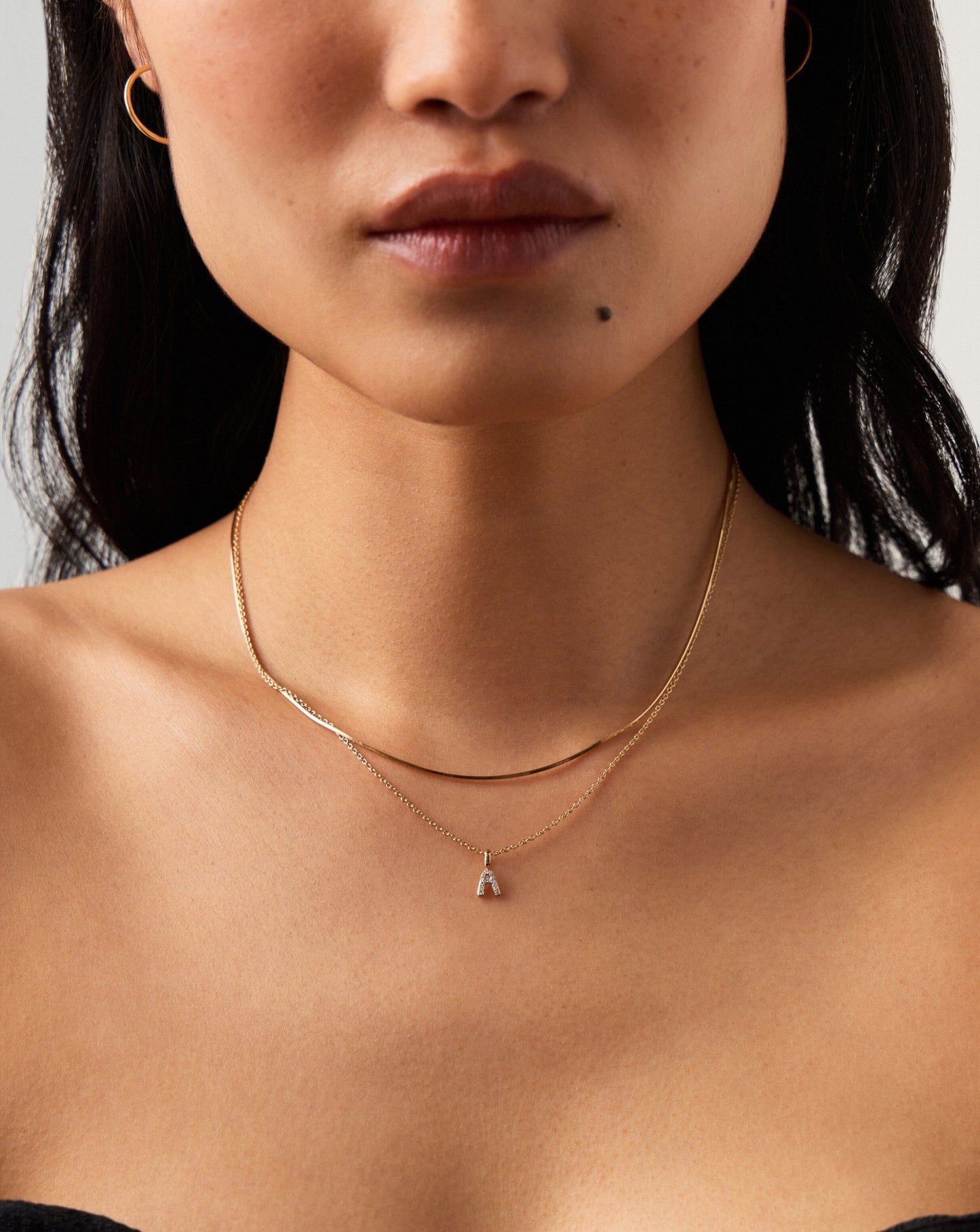 Fine Diamond Initial Mini Pendant Necklace - A | 14k Solid Yellow Gold Plated/Diamond Necklaces Missoma