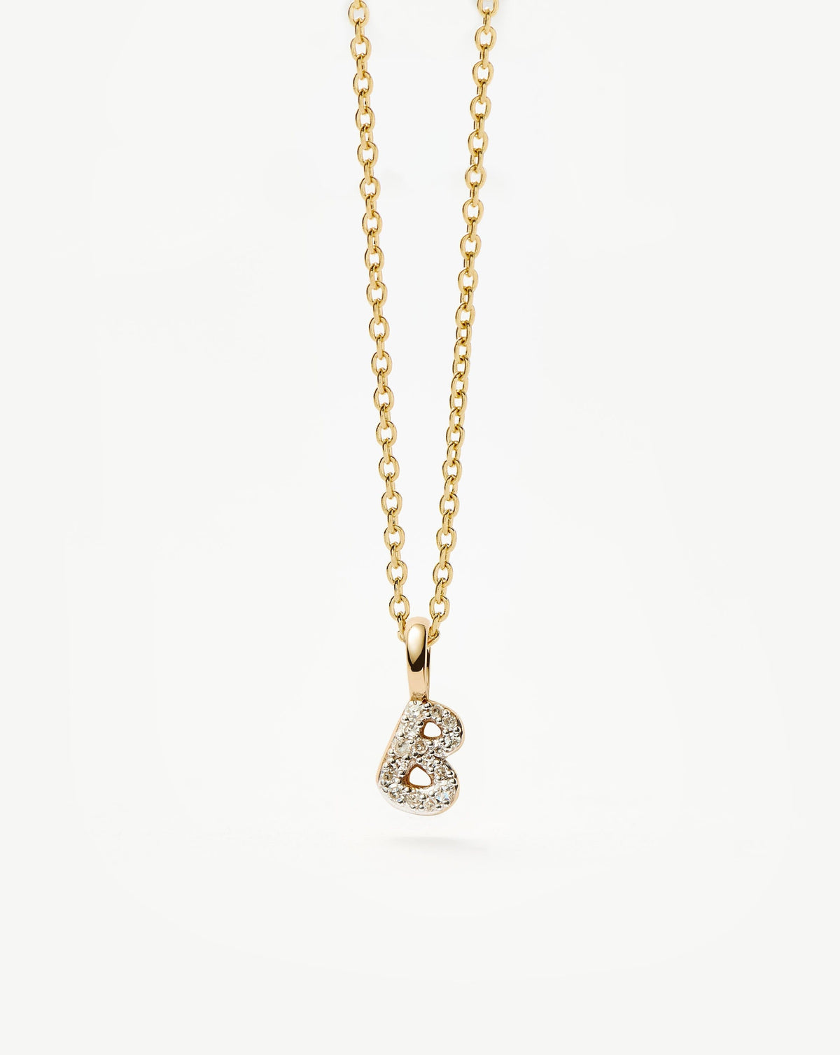Fine Diamond Initial Mini Pendant Necklace - B | 14k Solid Yellow Gold Plated/Diamond Necklaces Missoma