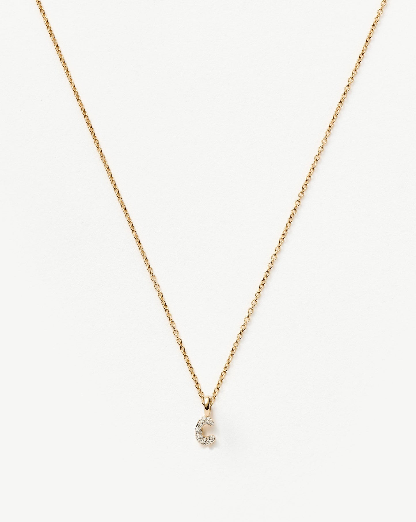 Fine Diamond Initial Mini Pendant Necklace - C | 14k Solid Yellow Gold Plated/Diamond Necklaces Missoma