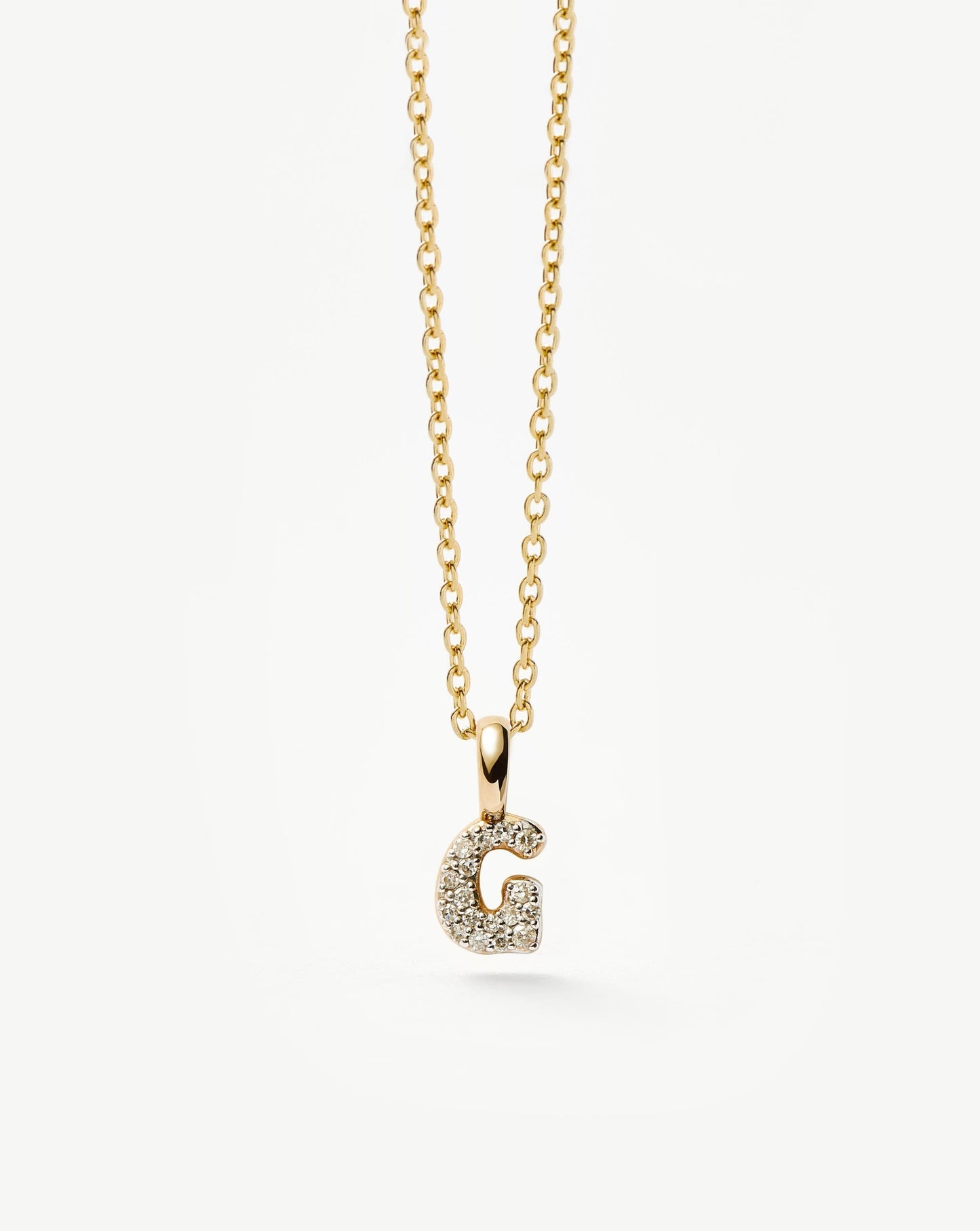 Fine Diamond Initial Mini Pendant Necklace - G | 14k Solid Yellow Gold Plated/Diamond Necklaces Missoma