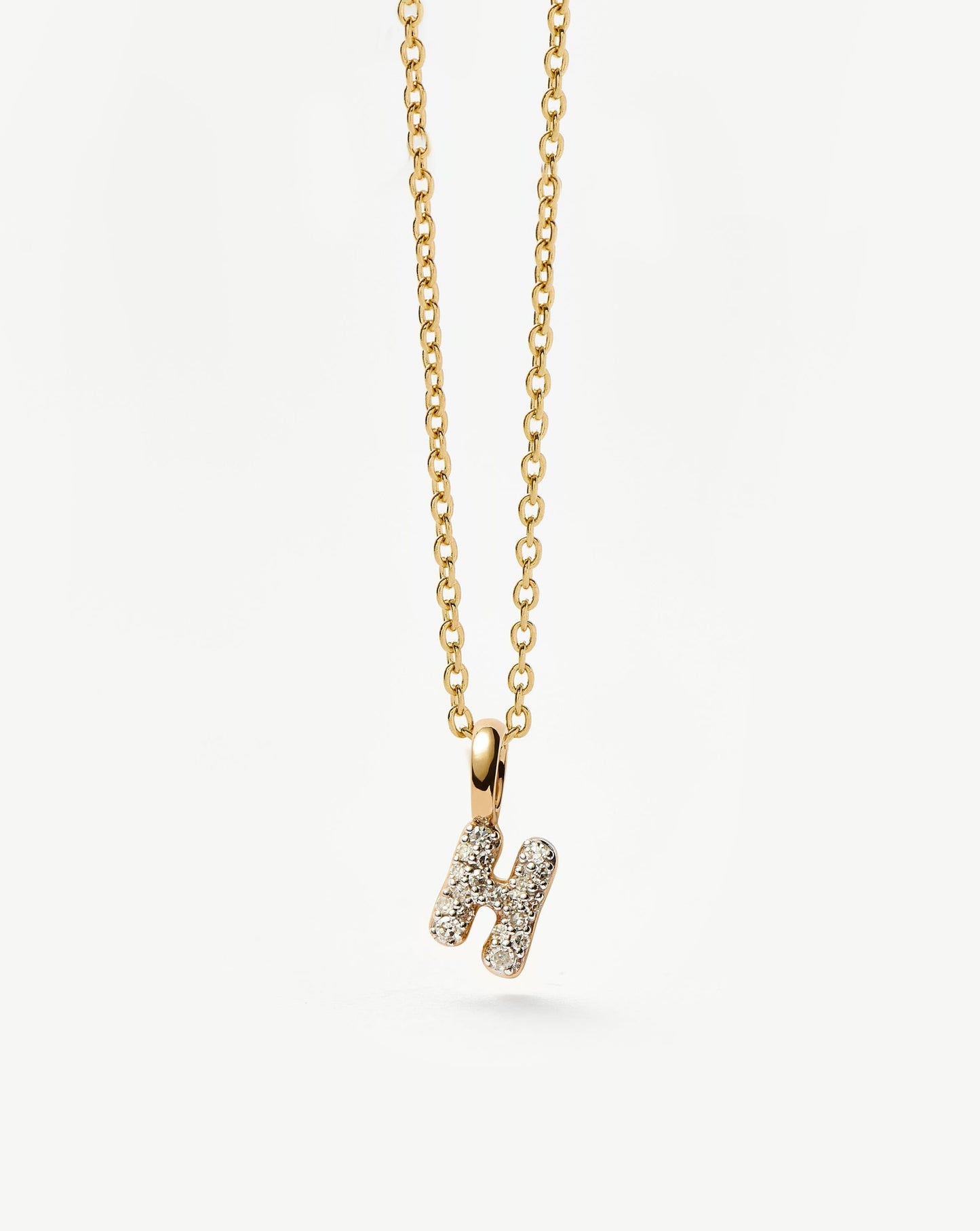 Fine Diamond Initial Mini Pendant Necklace - H | 14k Solid Yellow Gold Plated/Diamond Necklaces Missoma