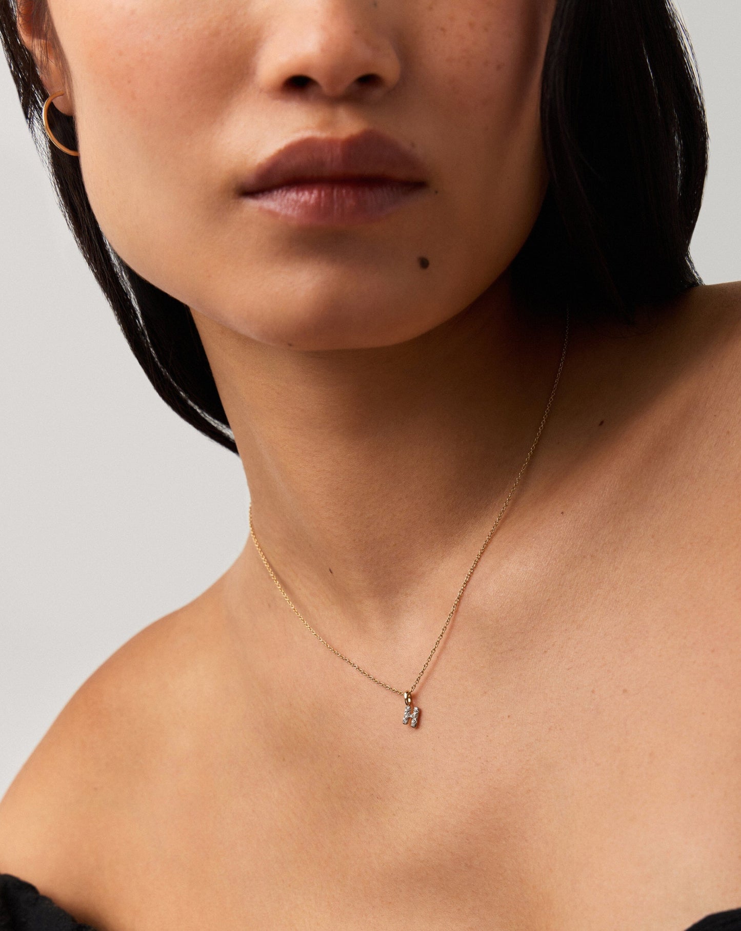 Fine Diamond Initial Mini Pendant Necklace - H | 14k Solid Yellow Gold Plated/Diamond Necklaces Missoma