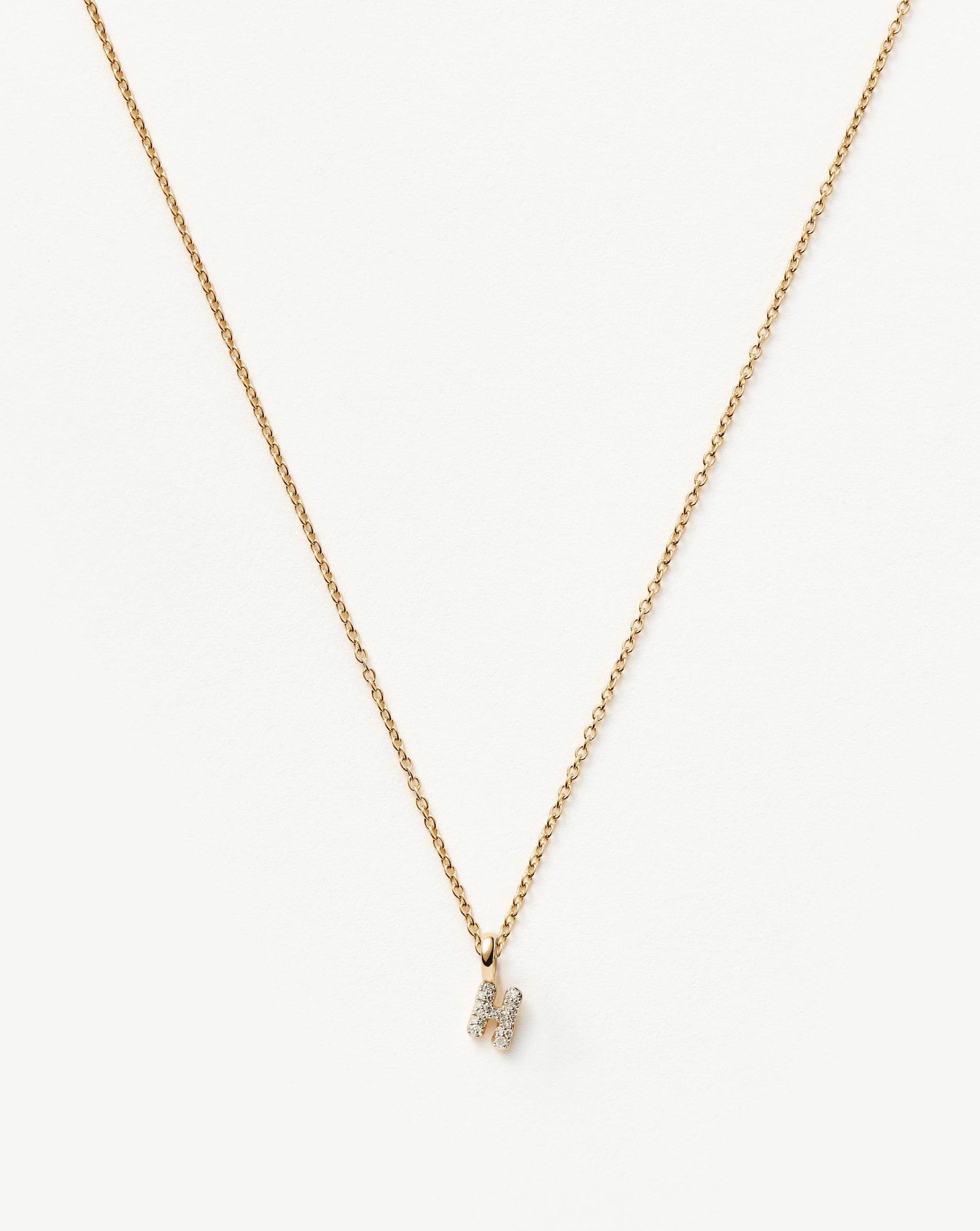 Fine Diamond Initial Mini Pendant Necklace - H | 14k Solid Yellow Gold Plated/Diamond Necklaces Missoma