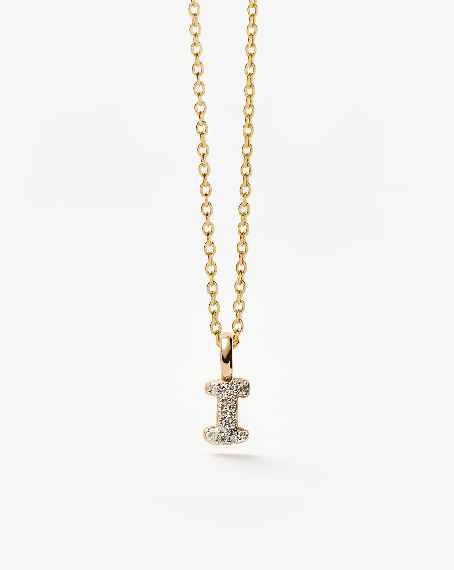 Fine Diamond Initial Mini Pendant Necklace - I | 14k Solid Yellow Gold Plated/Diamond Necklaces Missoma