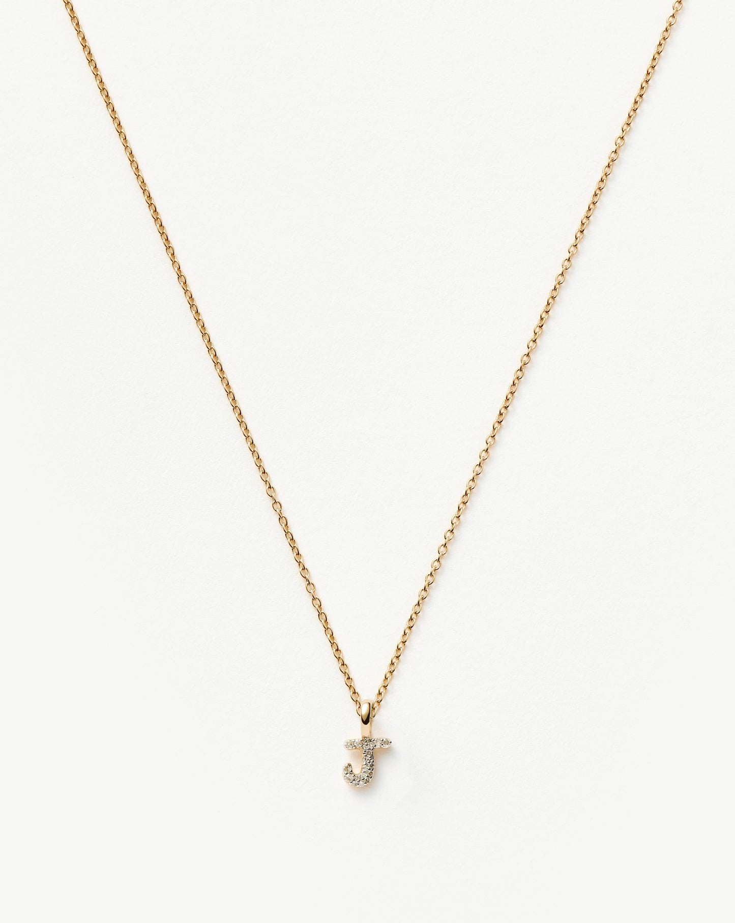 Fine Diamond Initial Mini Pendant Necklace - J | 14k Solid Yellow Gold Plated/Diamond Necklaces Missoma
