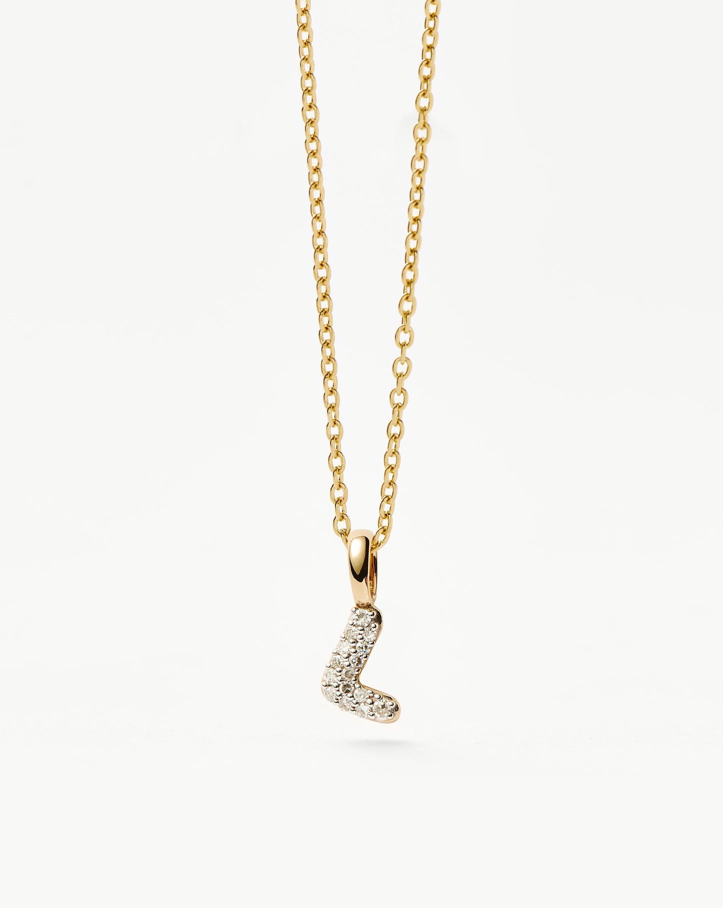 Fine Diamond Initial Mini Pendant Necklace - L | 14k Solid Yellow Gold Plated/Diamond Necklaces Missoma