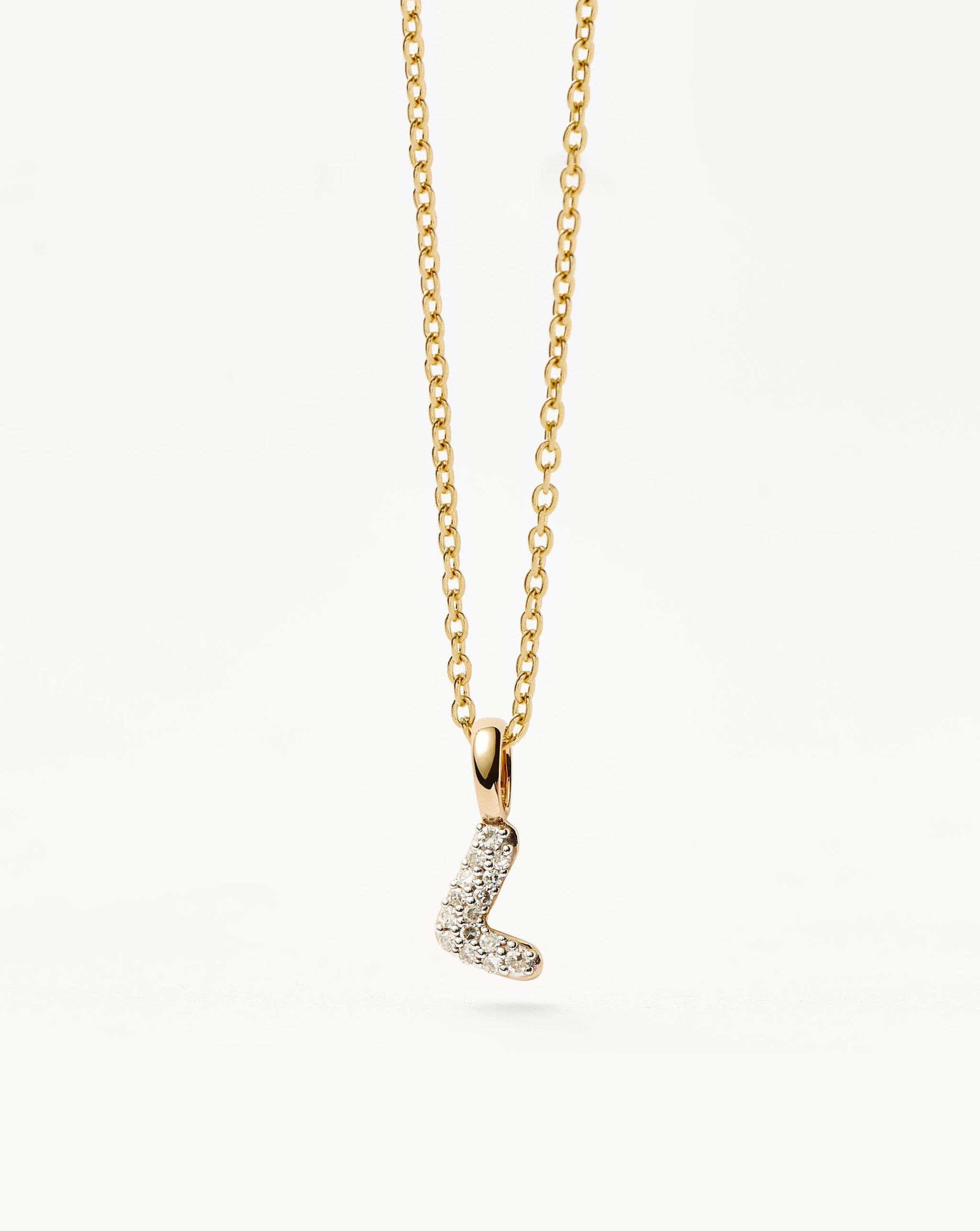 Fine Diamond Initial Mini Pendant Necklace - L | 14k Solid Yellow Gold Plated/Diamond Necklaces Missoma