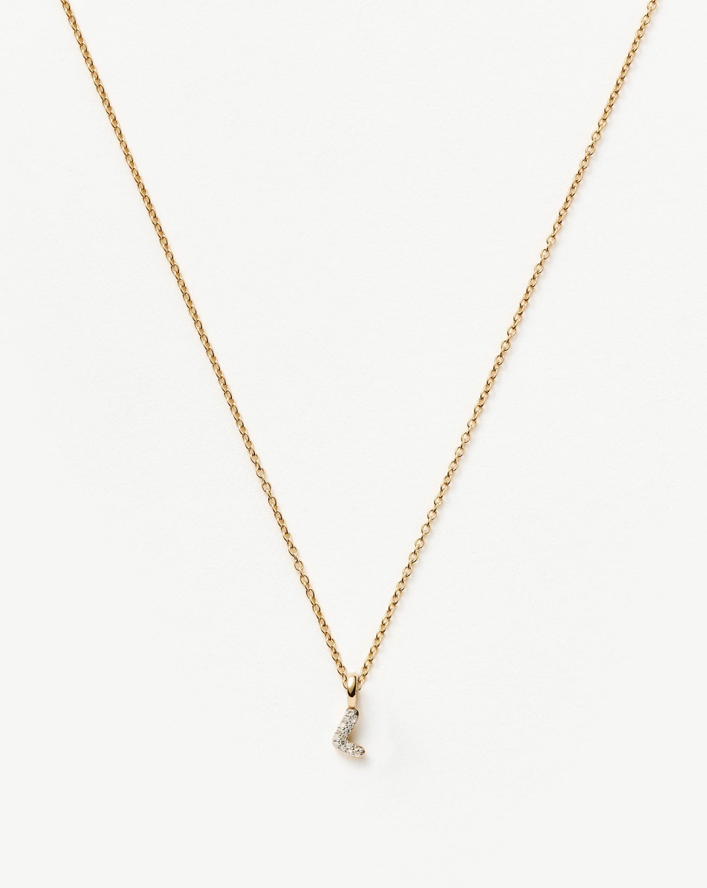 Fine Diamond Initial Mini Pendant Necklace - L | 14k Solid Yellow Gold Plated/Diamond Necklaces Missoma
