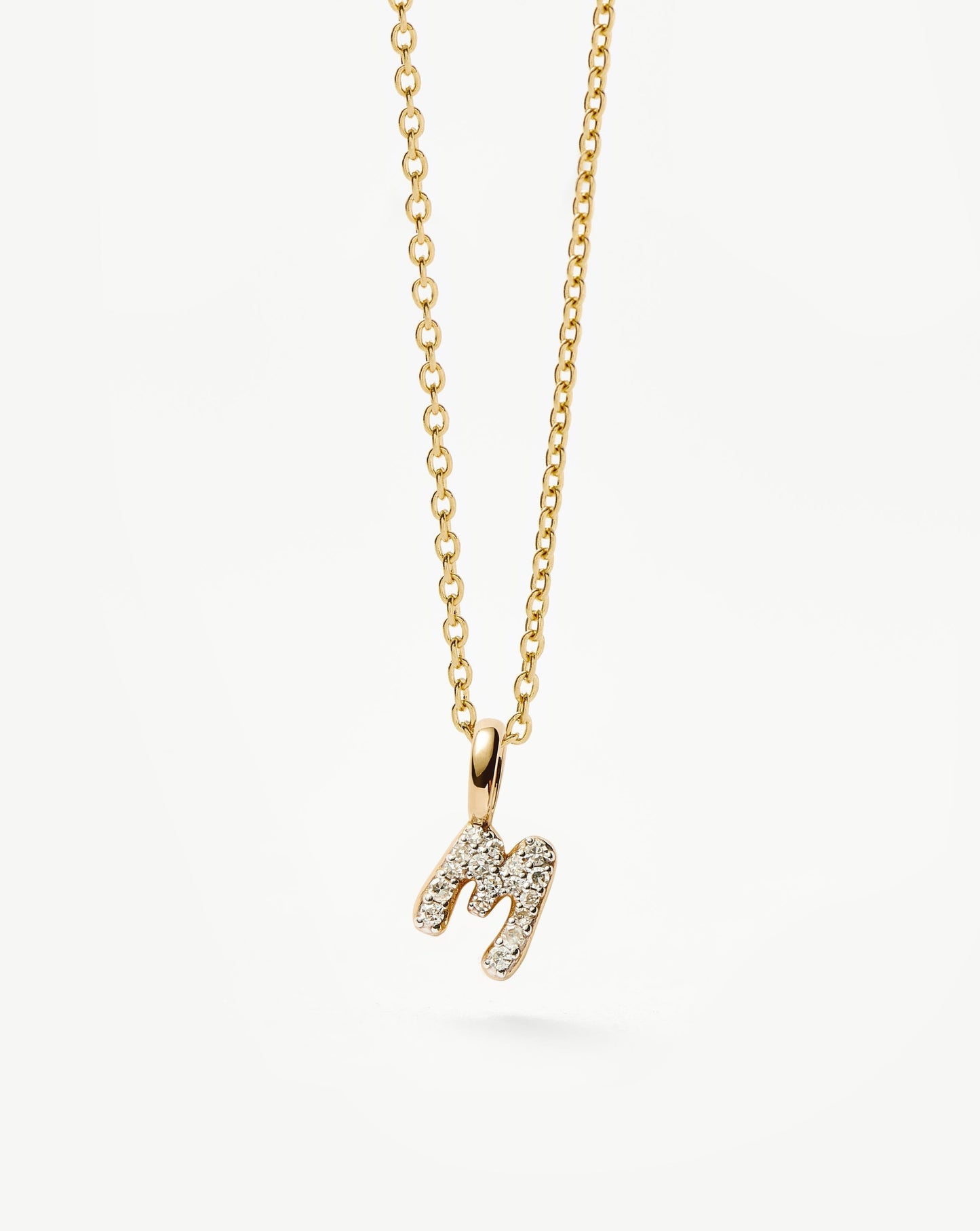 Fine Diamond Initial Mini Pendant Necklace - M | 14k Solid Yellow Gold Plated/Diamond Necklaces Missoma