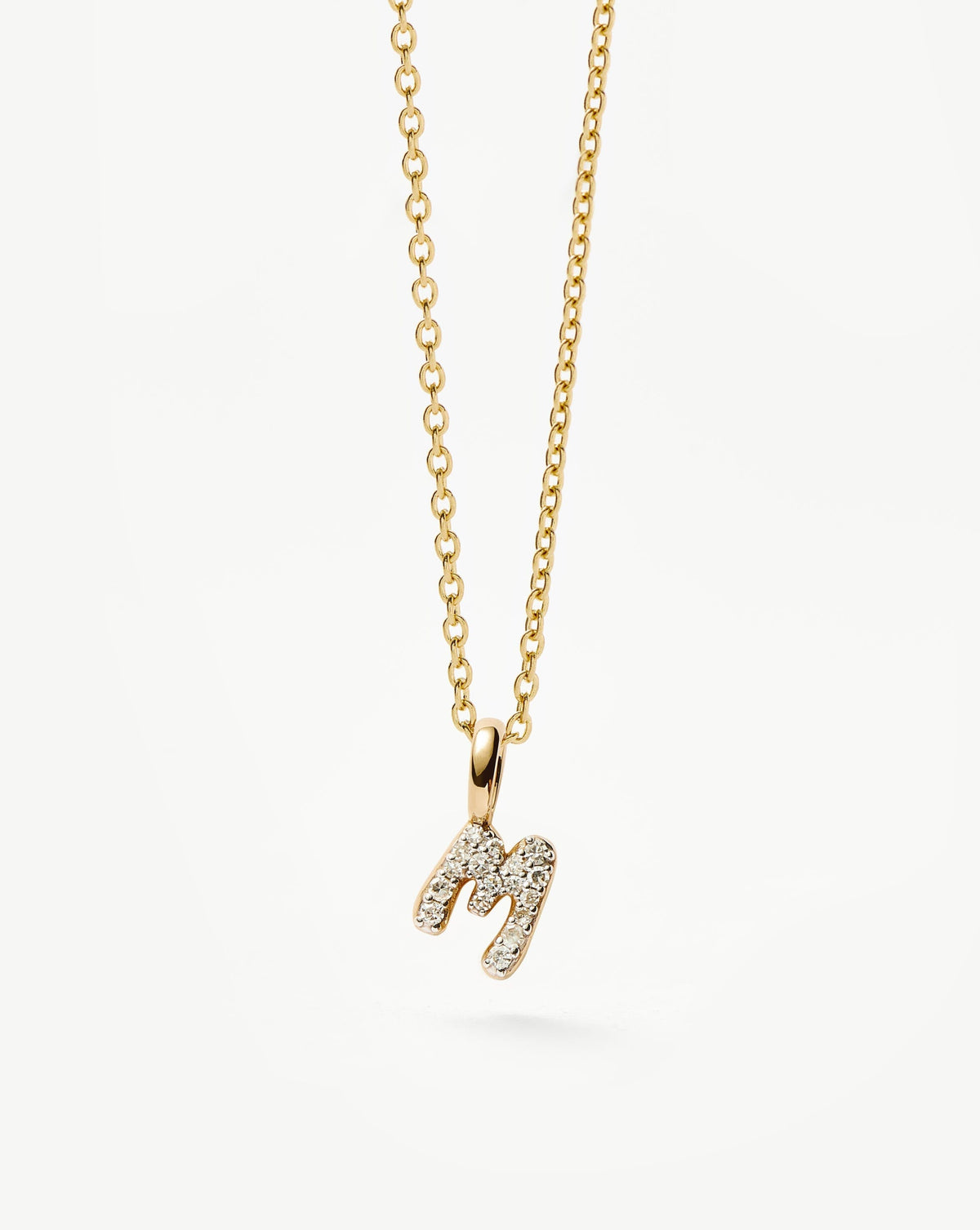 Fine Diamond Initial Mini Pendant Necklace - M | 14k Solid Yellow Gold Plated/Diamond Necklaces Missoma