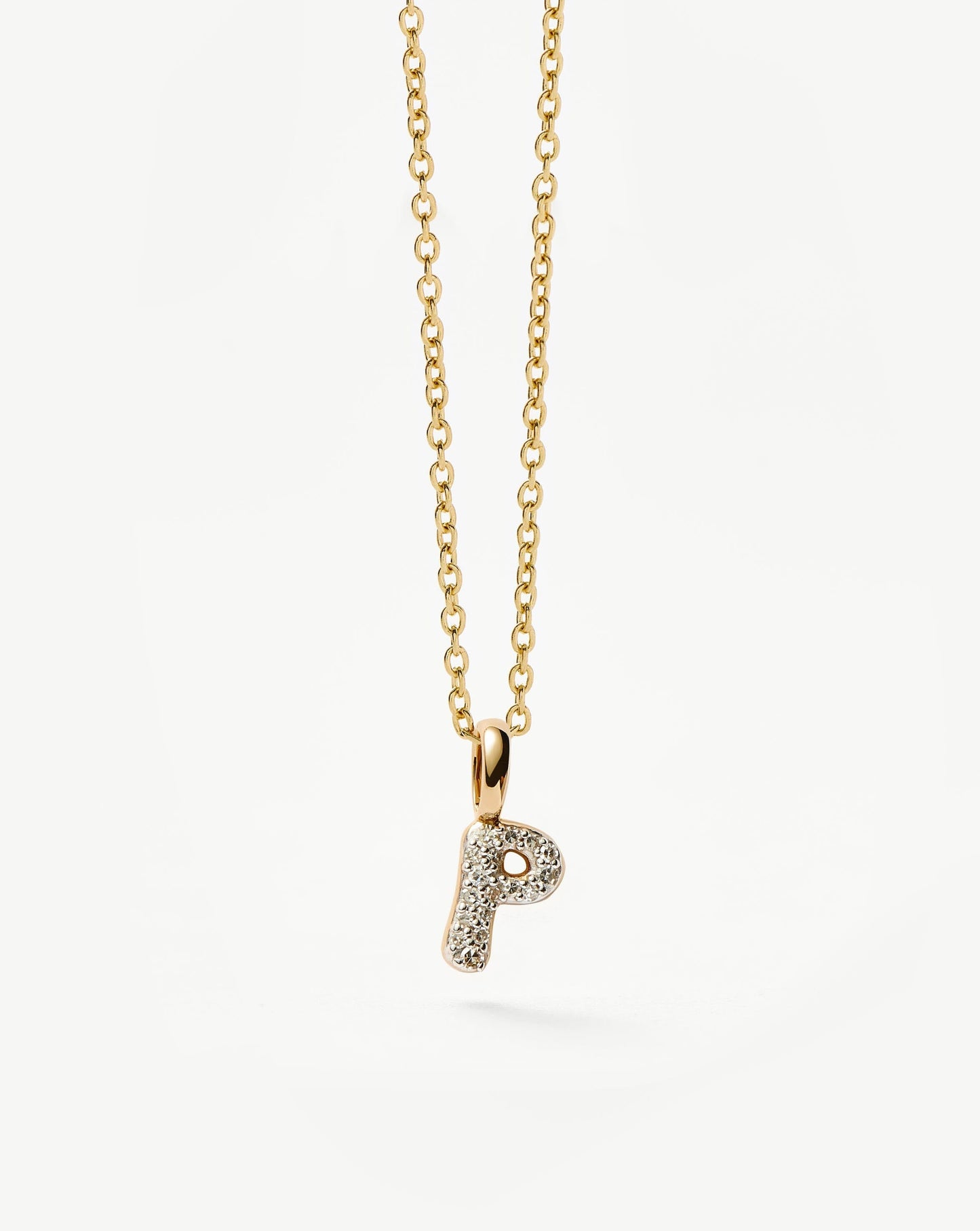 Fine Diamond Initial Mini Pendant Necklace - P | 14k Solid Yellow Gold Plated/Diamond Necklaces Missoma