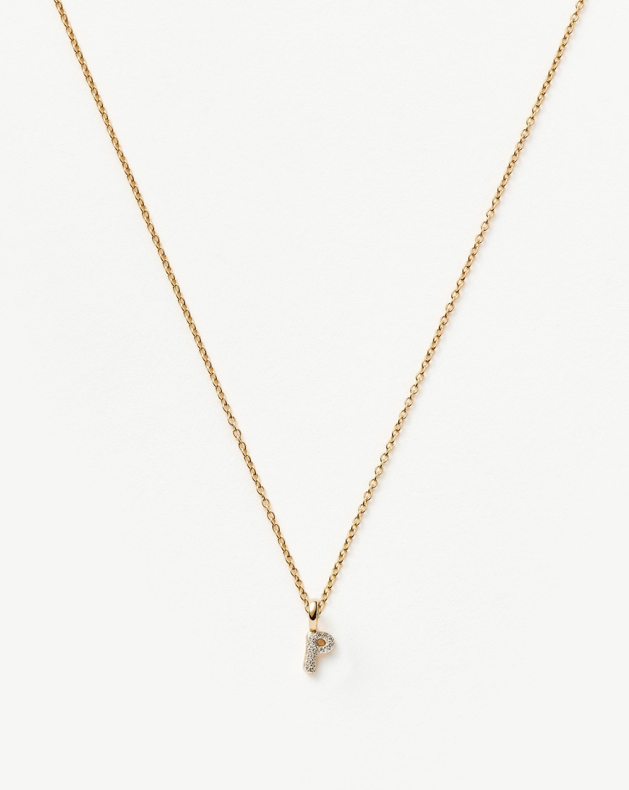 Fine Diamond Initial Mini Pendant Necklace - P | 14k Solid Yellow Gold Plated/Diamond Necklaces Missoma