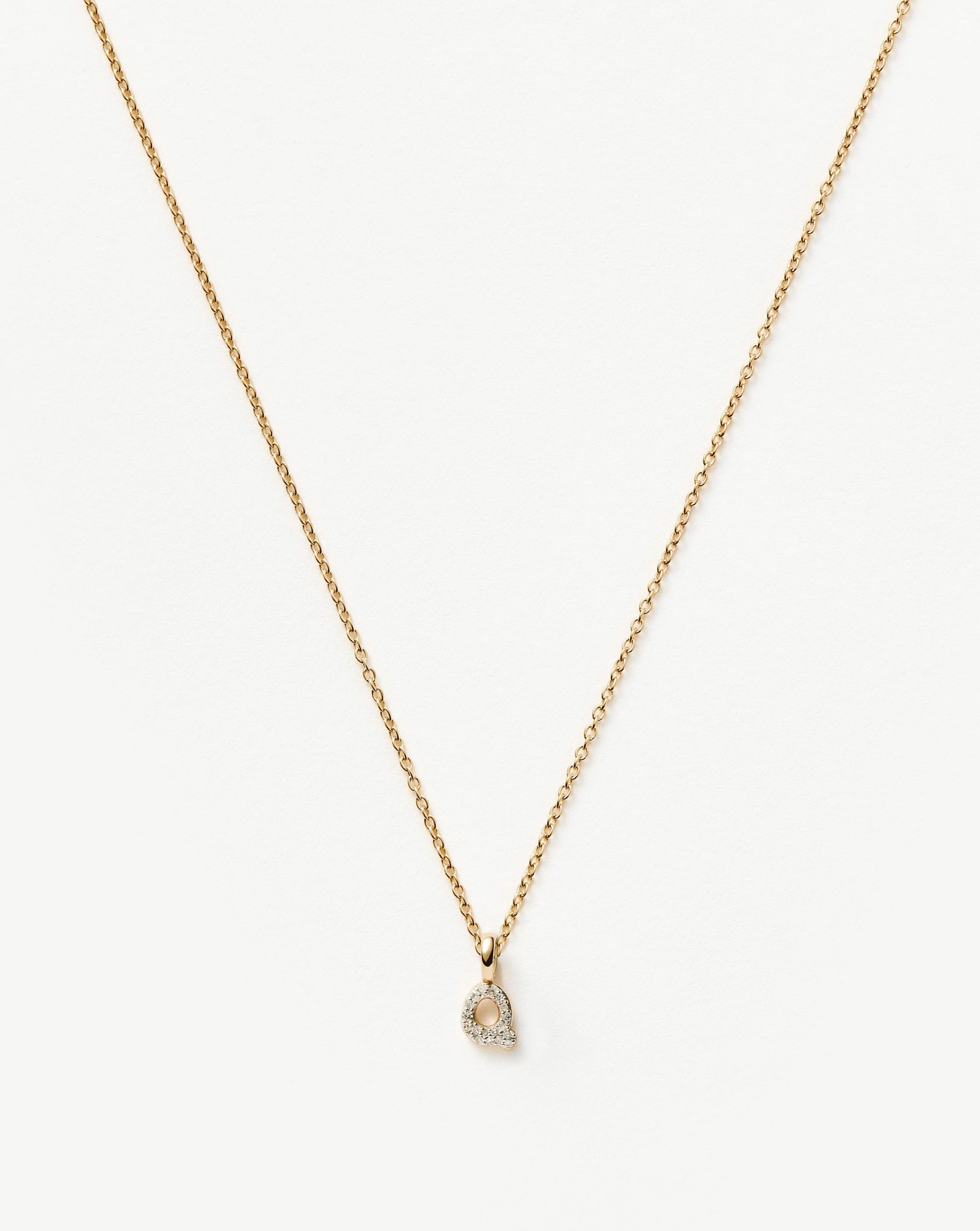 Fine Diamond Initial Mini Pendant Necklace - Q | 14k Solid Yellow Gold Plated/Diamond Necklaces Missoma