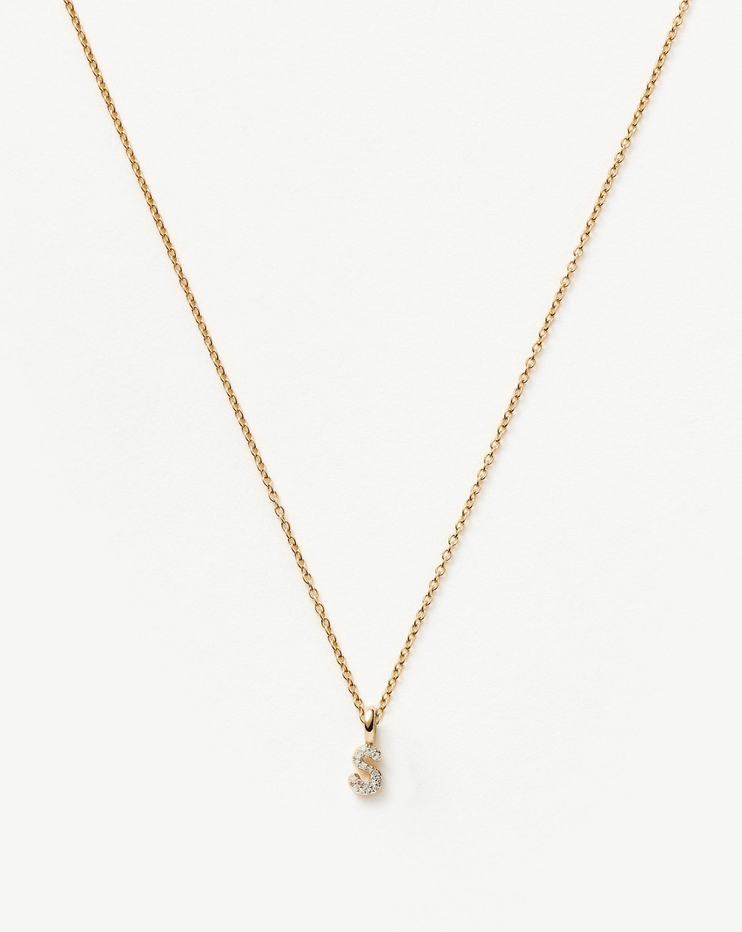Fine Diamond Initial Mini Pendant Necklace - S | 14k Solid Yellow Gold Plated/Diamond Necklaces Missoma