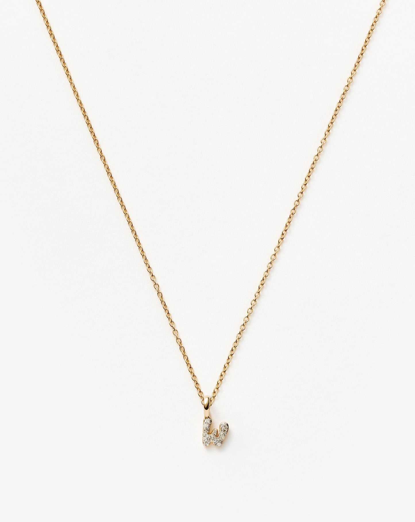 Fine Diamond Initial Mini Pendant Necklace - W | 14k Solid Yellow Gold Plated/Diamond Necklaces Missoma