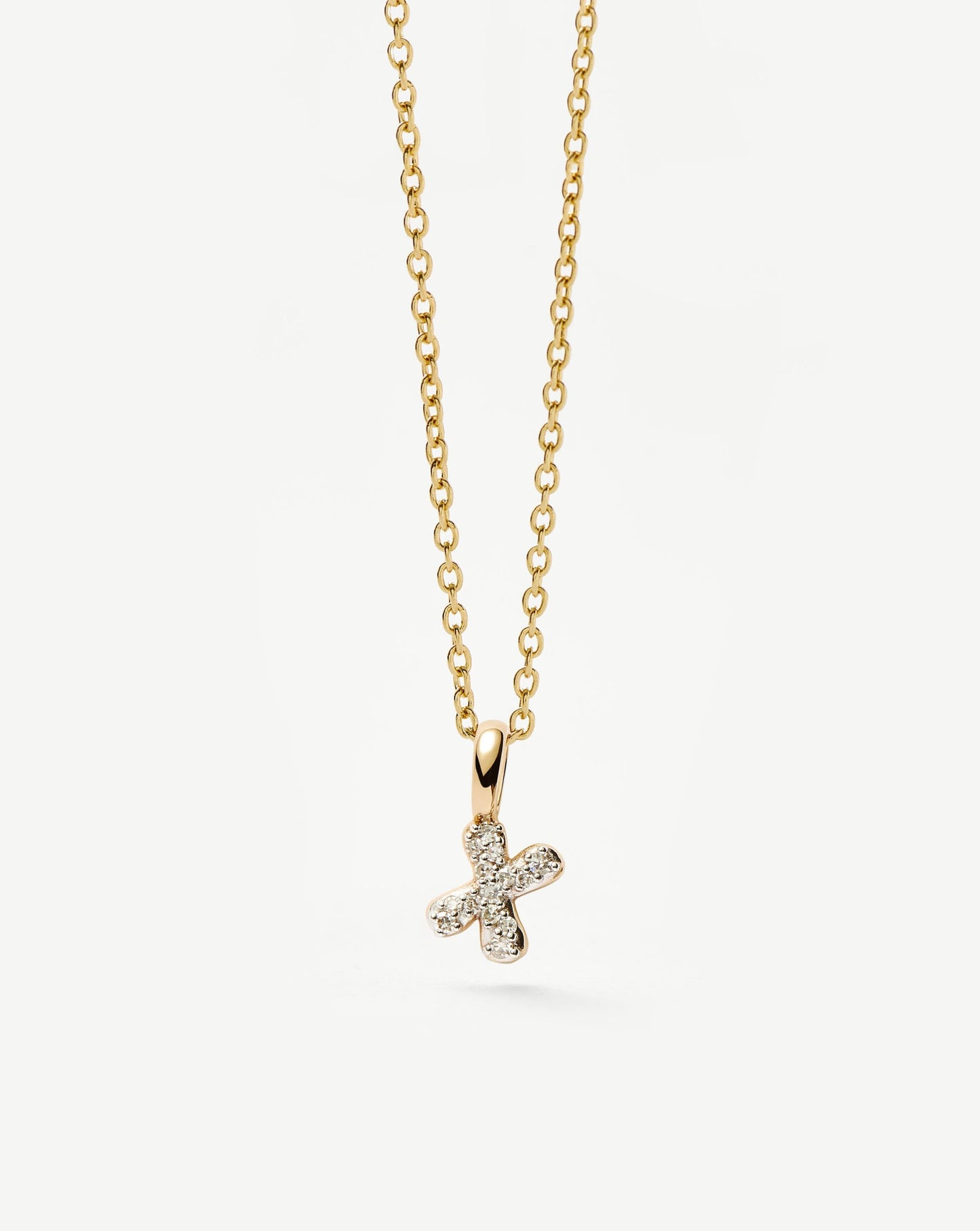 Fine Diamond Initial Mini Pendant Necklace - X | 14k Solid Yellow Gold Plated/Diamond Necklaces Missoma