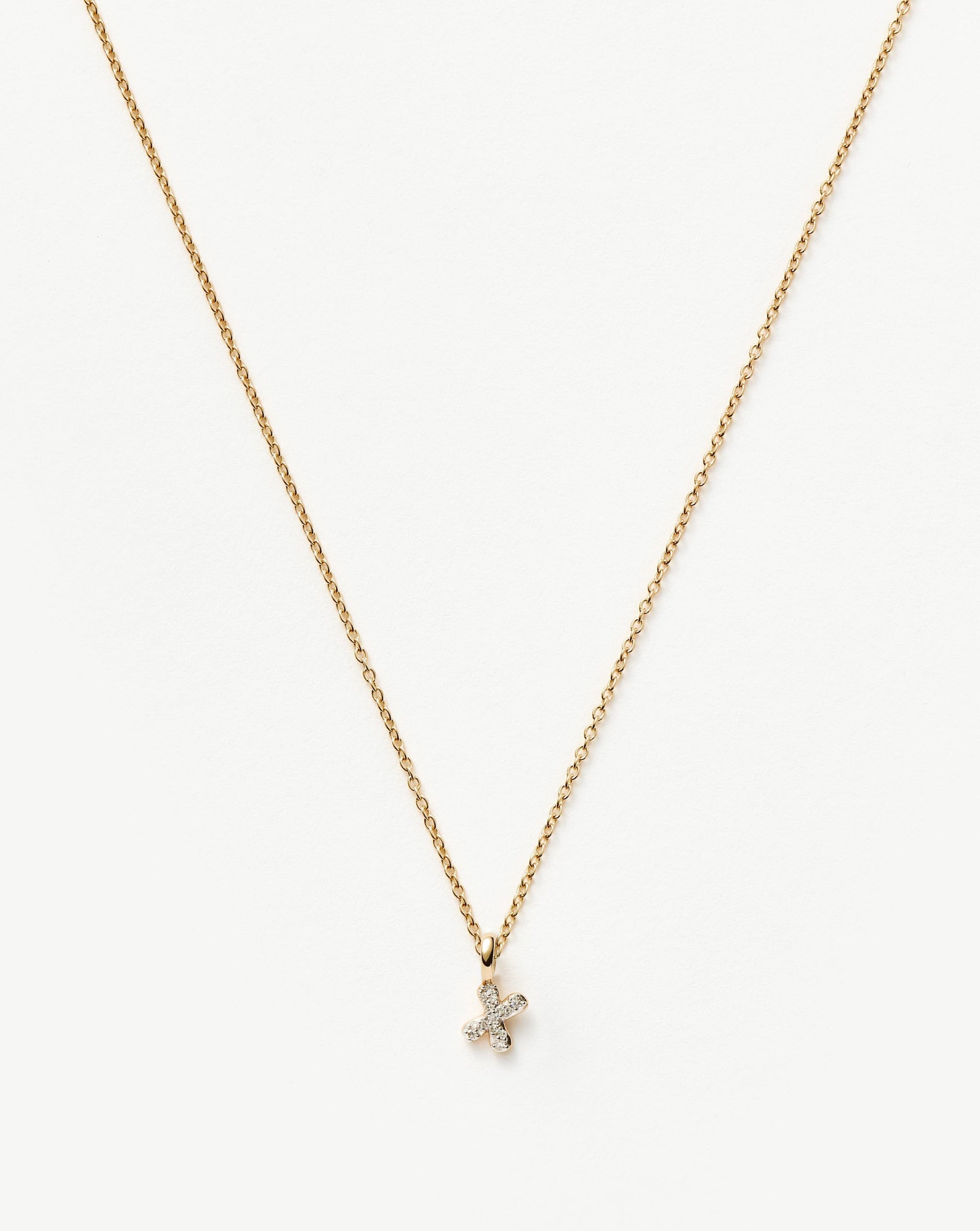 Fine Diamond Initial Mini Pendant Necklace - X | 14k Solid Yellow Gold Plated/Diamond Necklaces Missoma