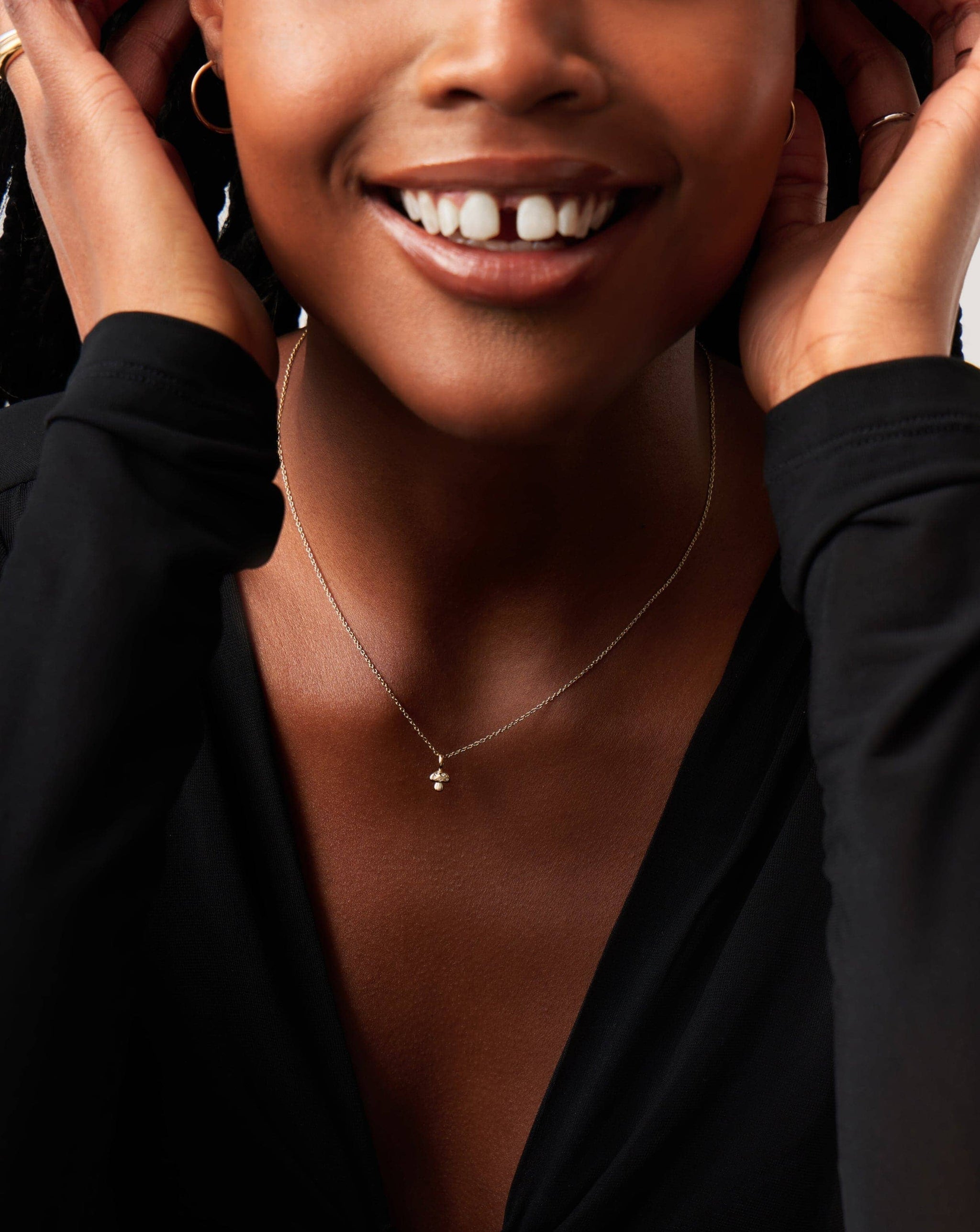 Fine Diamond Mushroom Mini Pendant Necklace | 14k Solid Gold/Diamond Necklaces Missoma