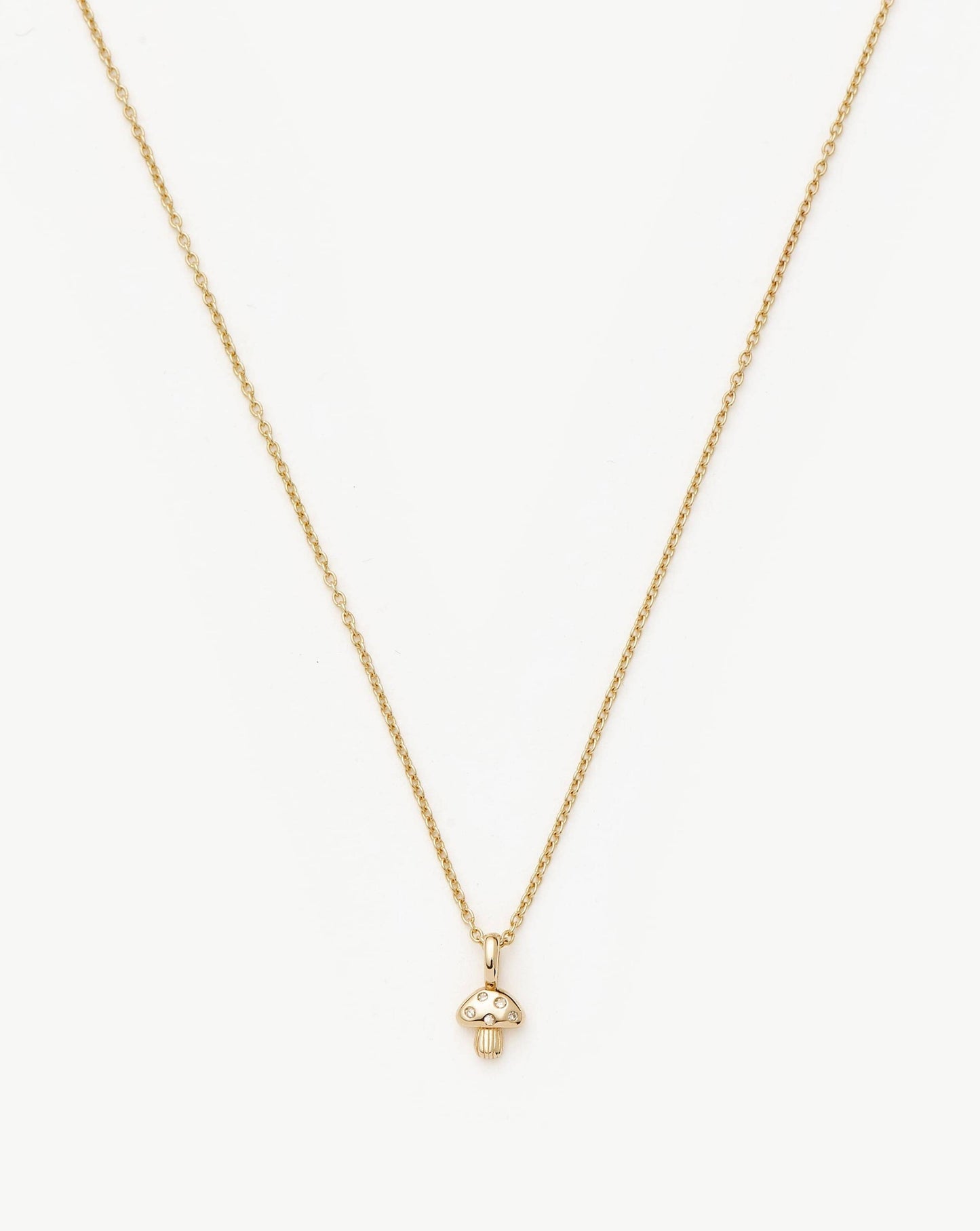 Fine Diamond Mushroom Mini Pendant Necklace | 14k Solid Gold/Diamond Necklaces Missoma