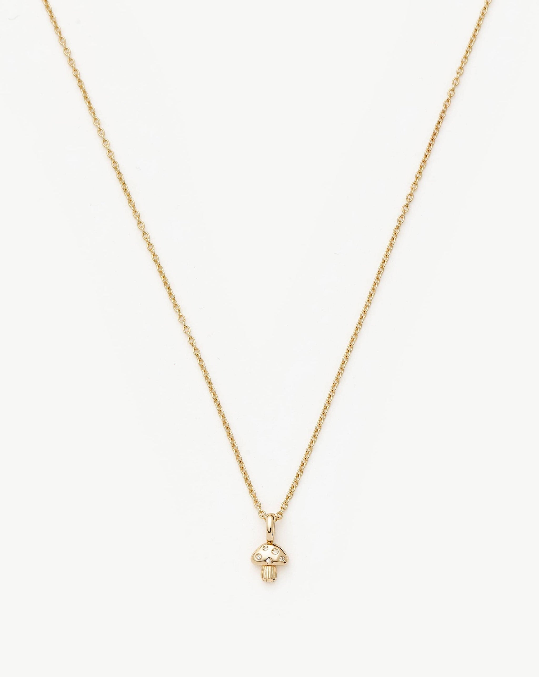 Fine Diamond Mushroom Mini Pendant Necklace | 14k Solid Gold/Diamond Necklaces Missoma