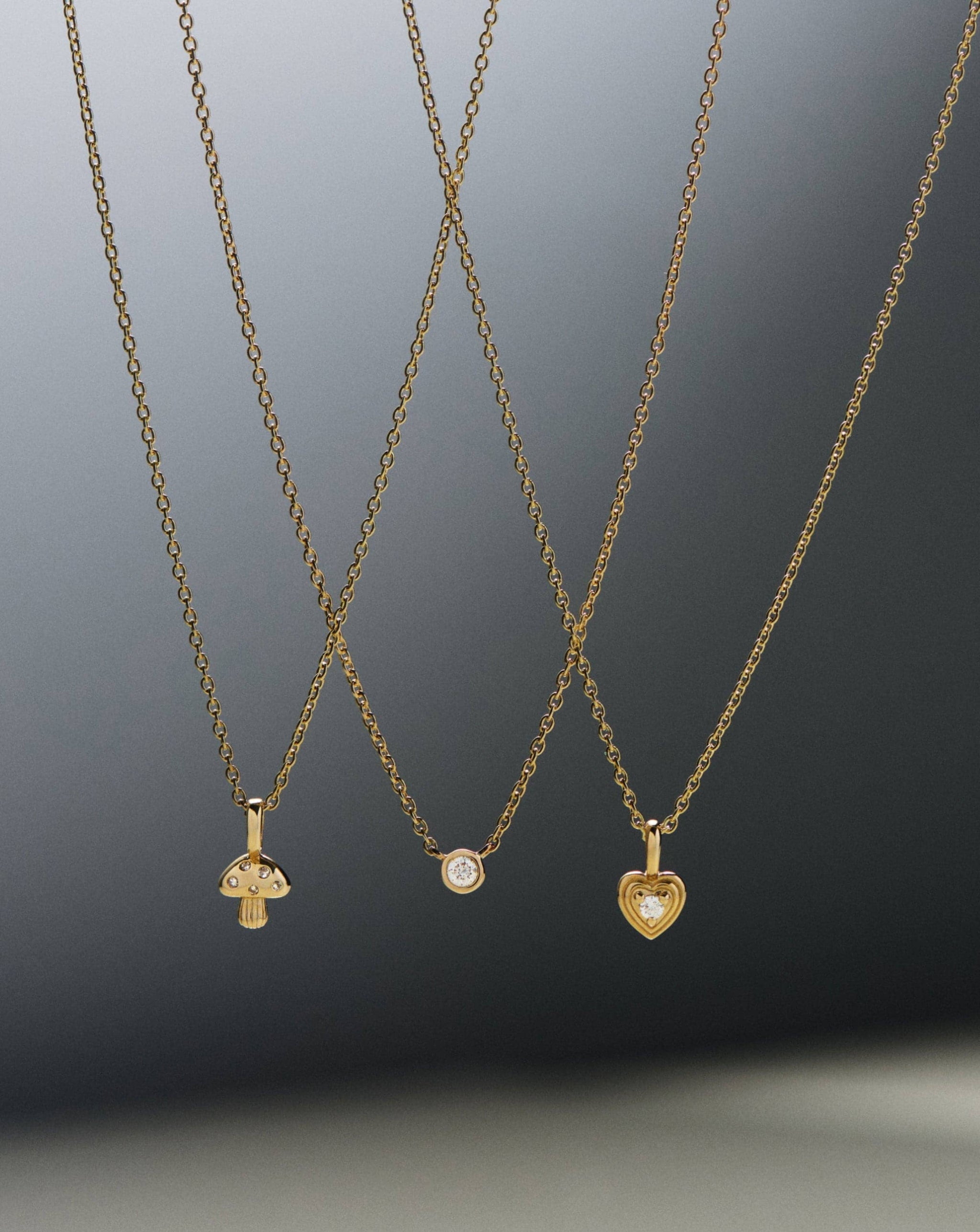 Fine Diamond Mushroom Mini Pendant Necklace | 14k Solid Gold/Diamond Necklaces Missoma