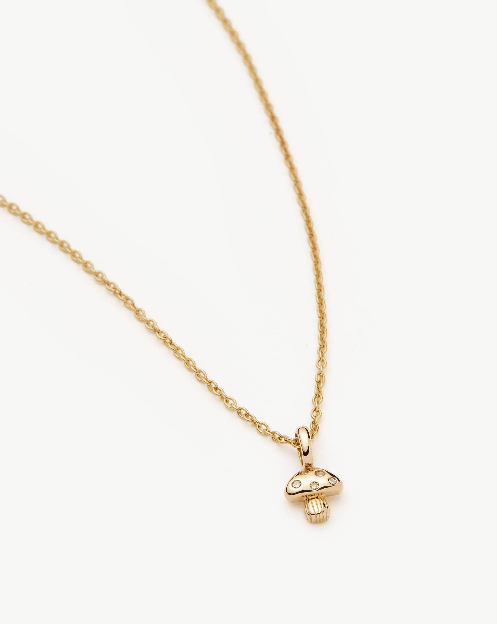 Fine Diamond Mushroom Mini Pendant Necklace | 14k Solid Gold/Diamond Necklaces Missoma