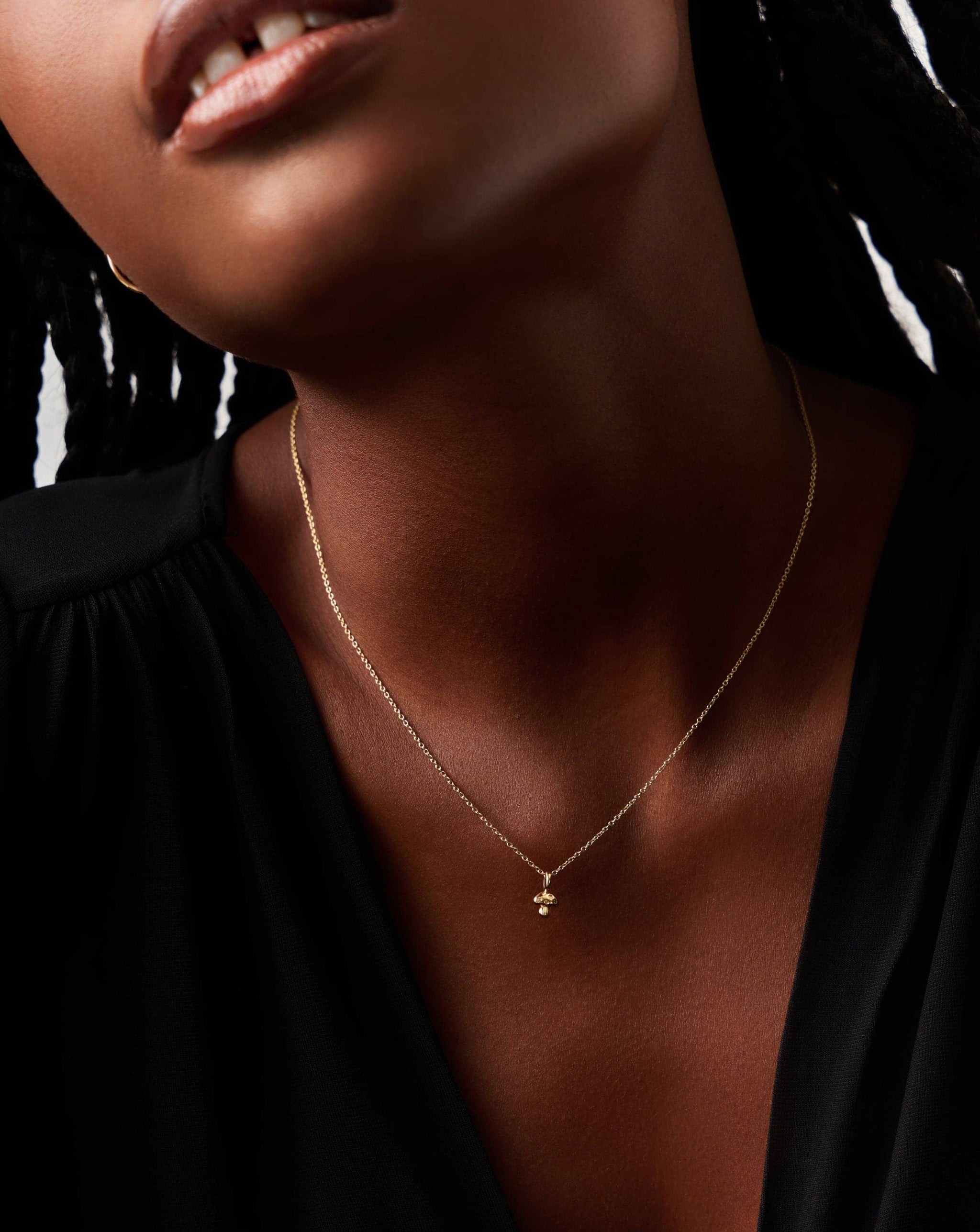 Fine Diamond Mushroom Mini Pendant Necklace | 14k Solid Gold/Diamond Necklaces Missoma