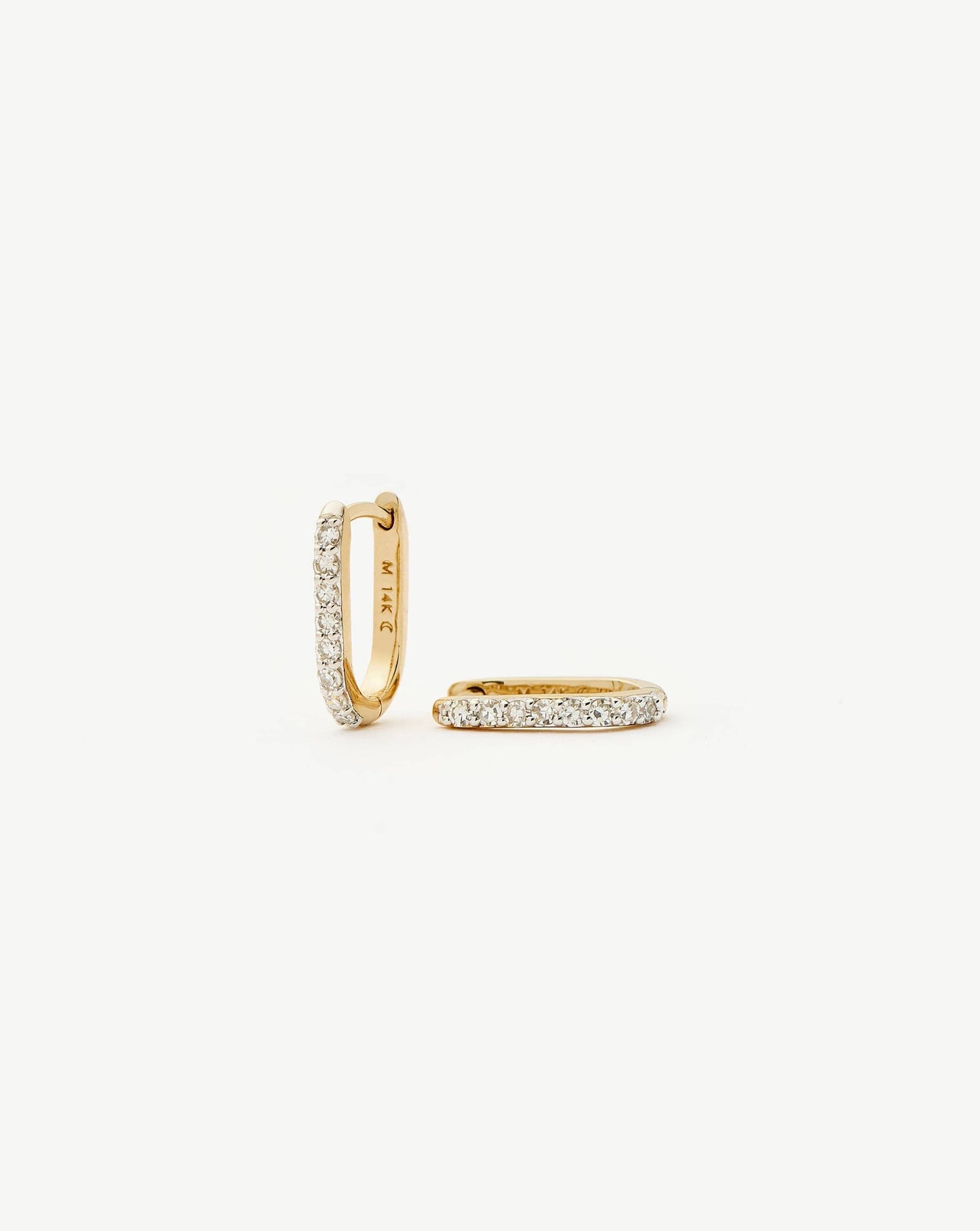 Fine Diamond Ovate Mini Hoop Earrings | 14k Solid Gold/Diamond Earrings Missoma