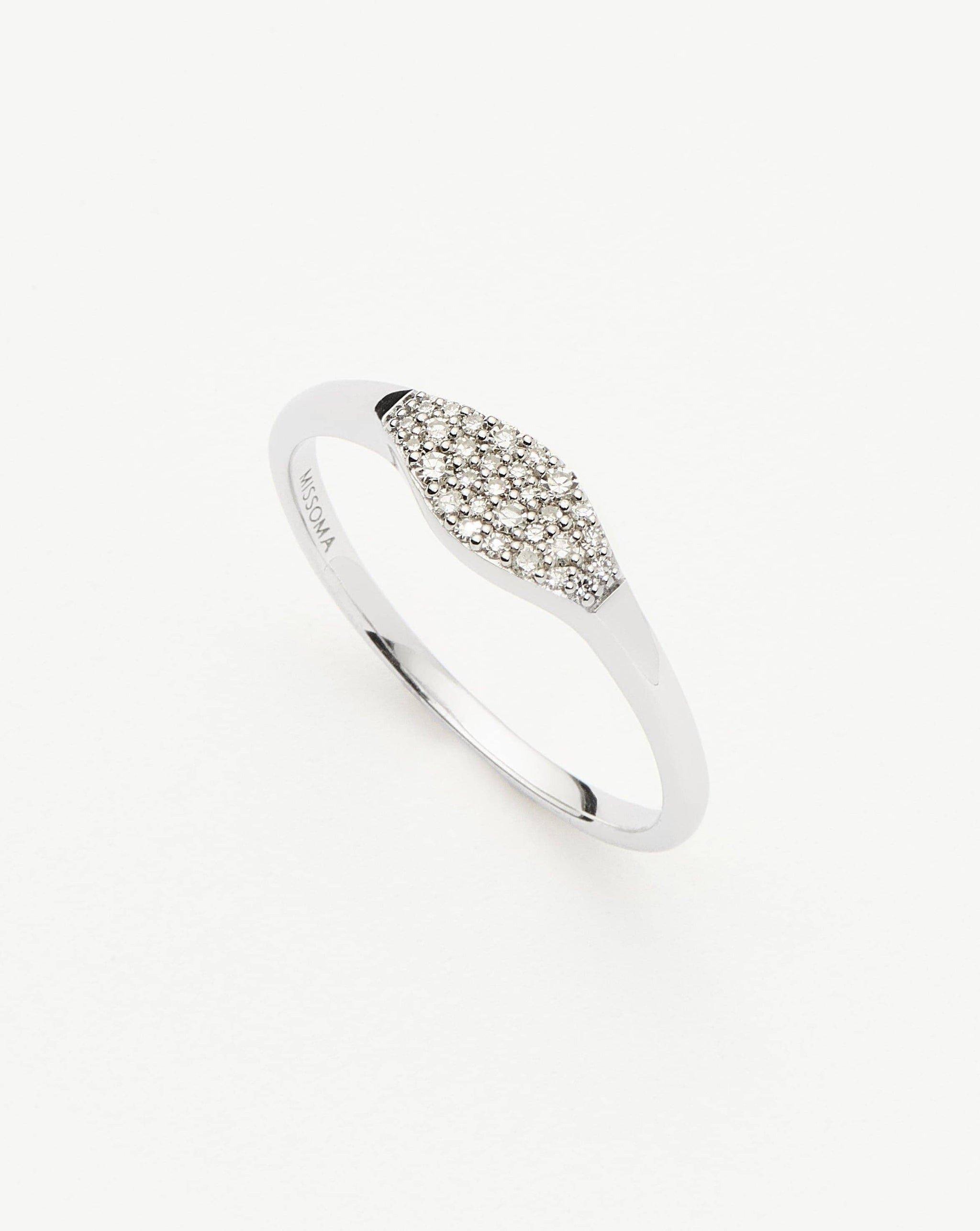 Fine Diamond Signet Ring | 14k Solid White Gold/Diamond Rings Missoma