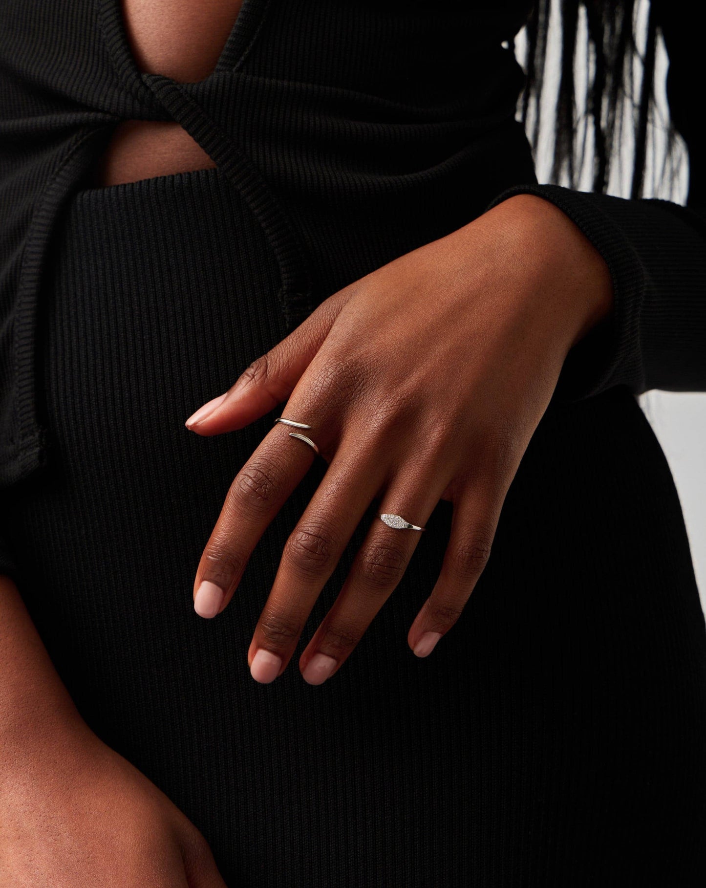 Fine Diamond Signet Ring | 14k Solid White Gold/Diamond Rings Missoma