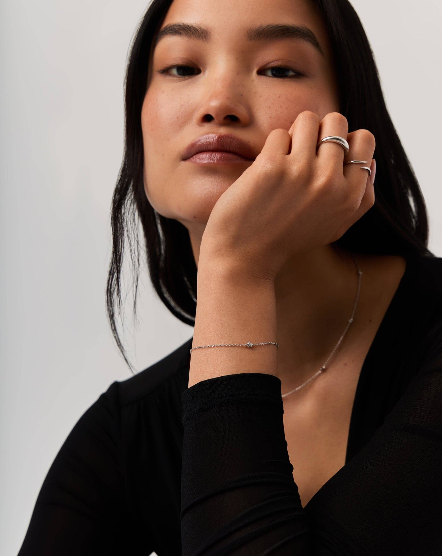 Fine Diamond Solitaire Bracelet | 14k Solid White Gold/Diamond Bracelets Missoma