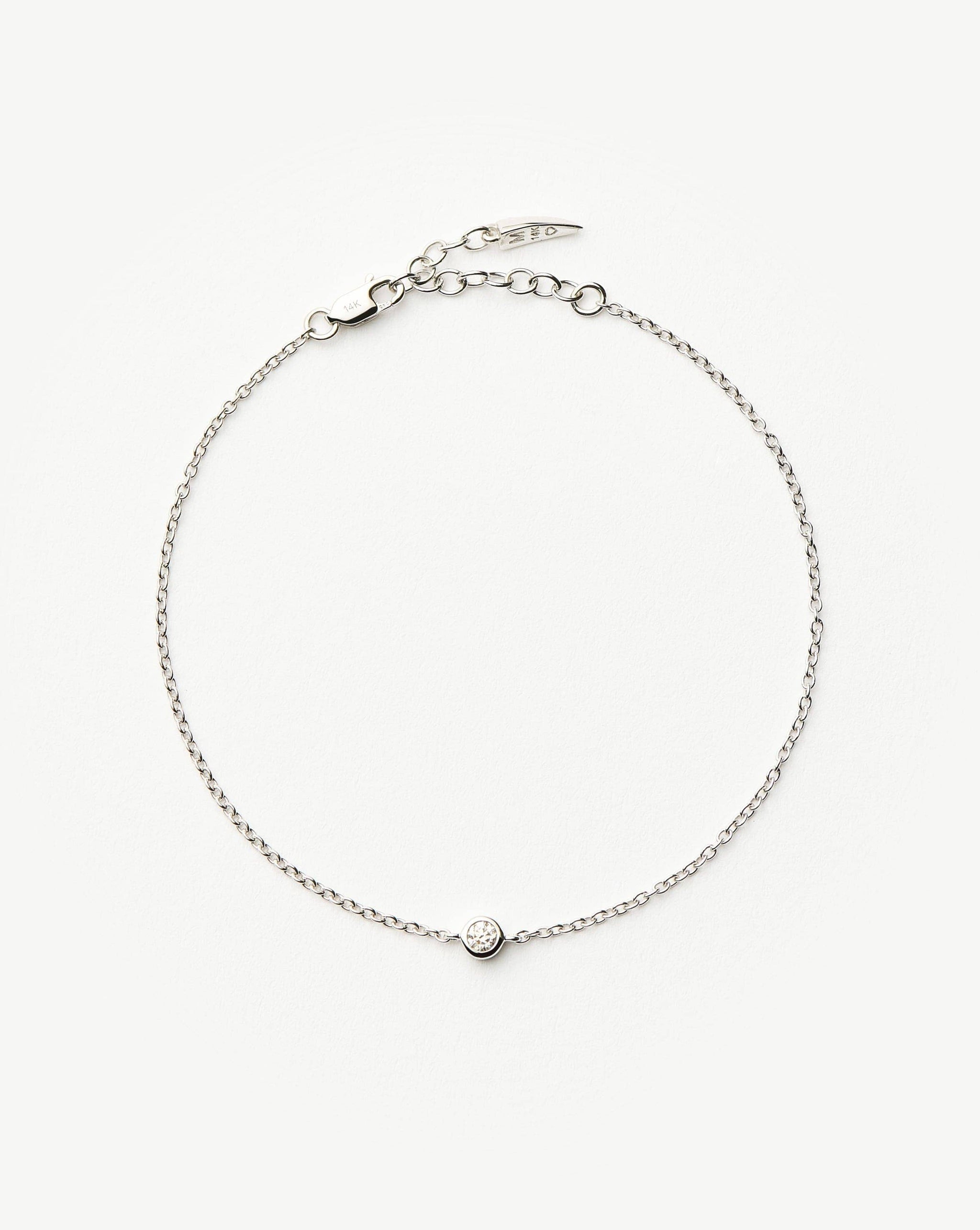 Fine Diamond Solitaire Bracelet | 14k Solid White Gold/Diamond Bracelets Missoma
