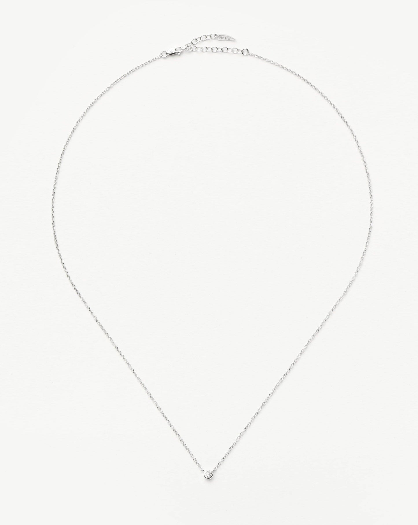 Fine Diamond Solitaire Pendant Necklace | 14k Solid White Gold/Diamond Necklaces Missoma