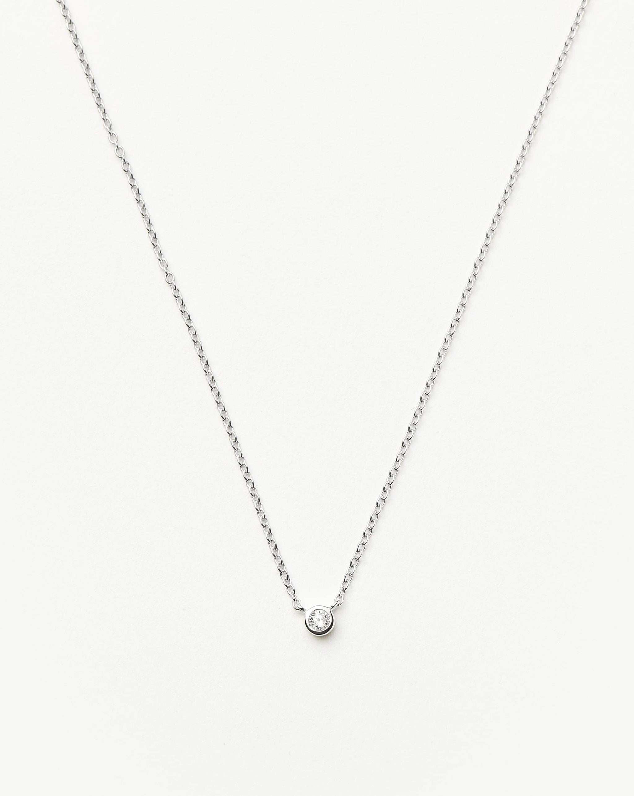 Fine Diamond Solitaire Pendant Necklace | 14k Solid White Gold/Diamond Necklaces Missoma