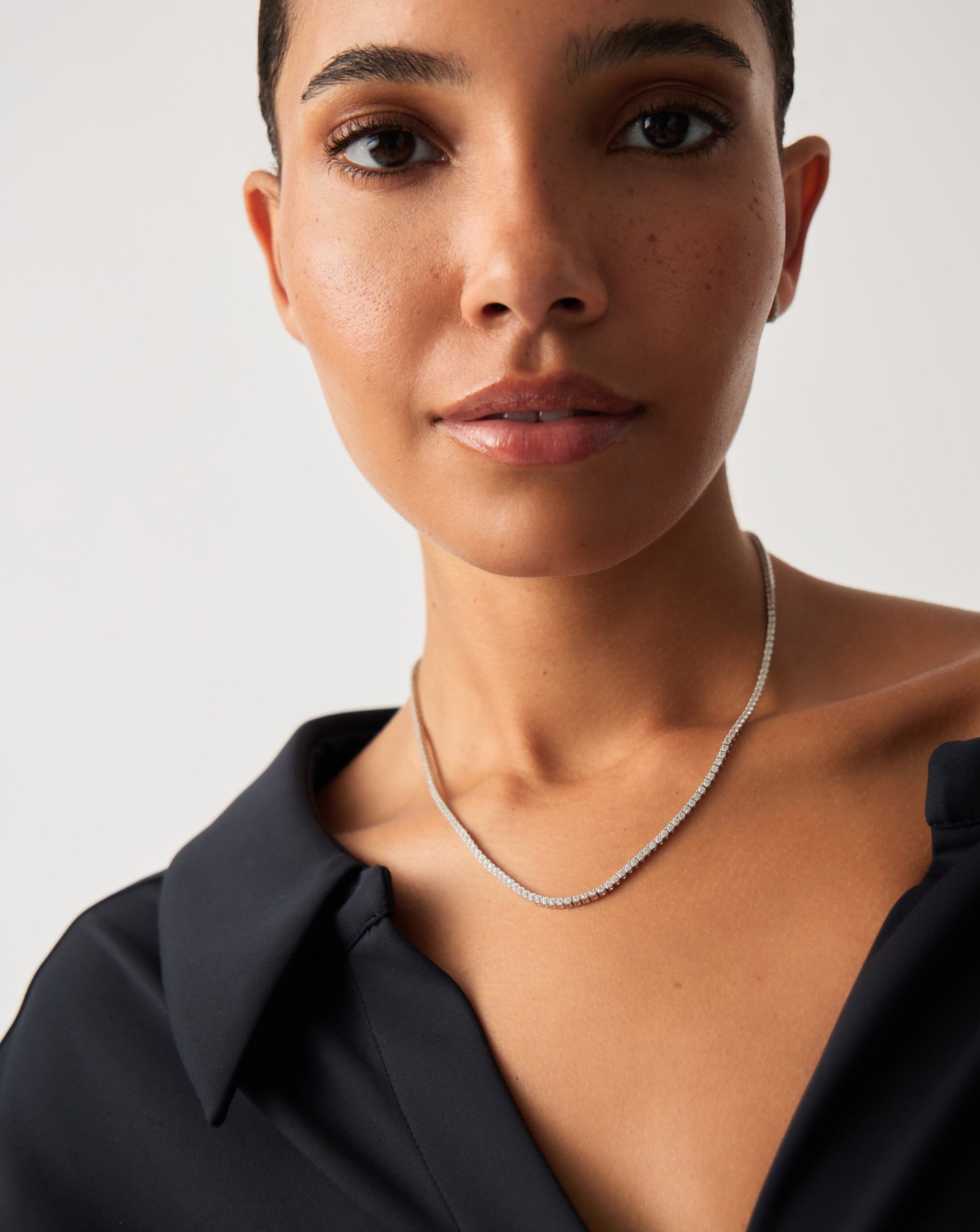 Fine Diamond Tennis Necklace | 14k Solid White Gold Diamond Necklaces Missoma