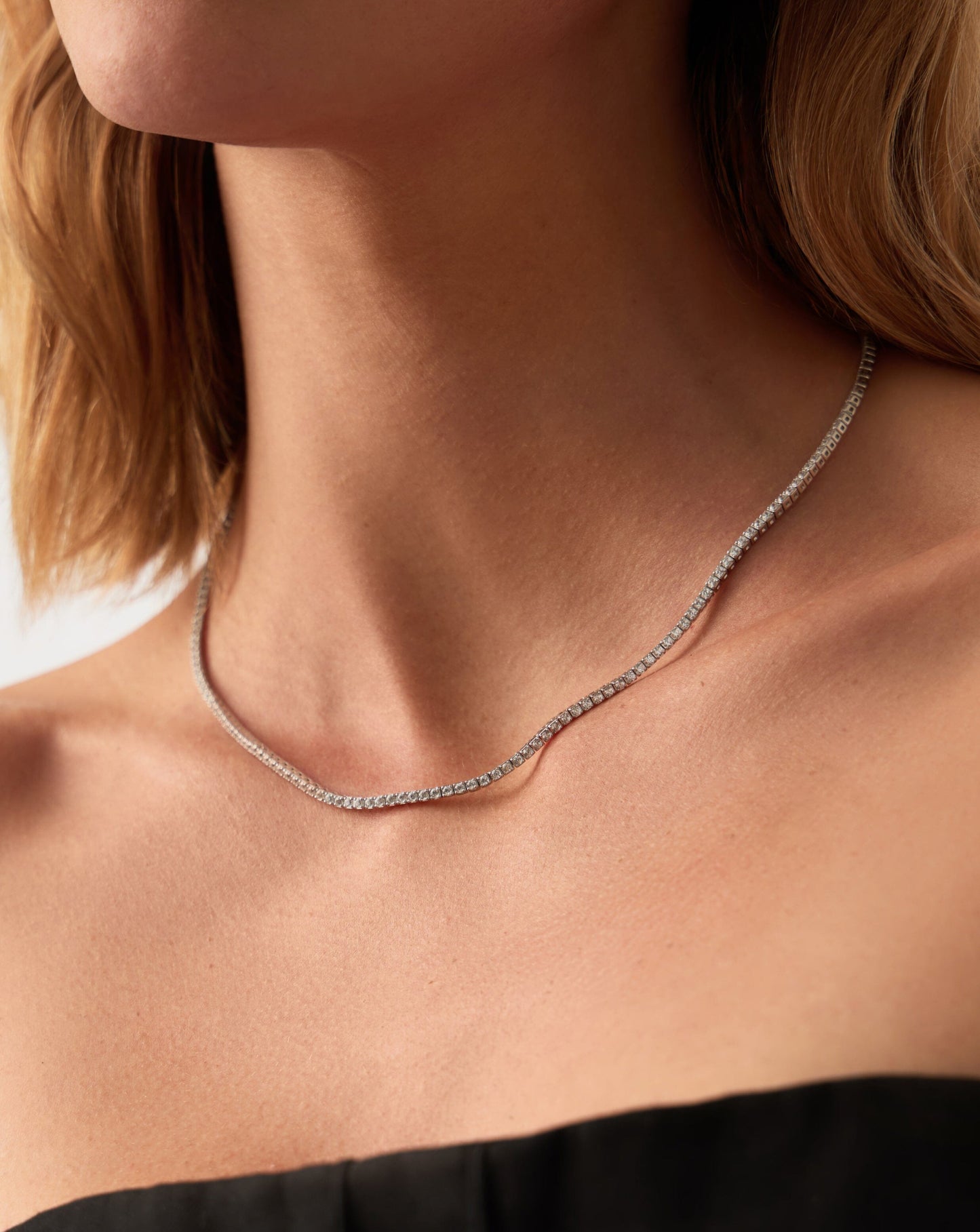 Fine Diamond Tennis Necklace | 14k Solid White Gold Diamond Necklaces Missoma