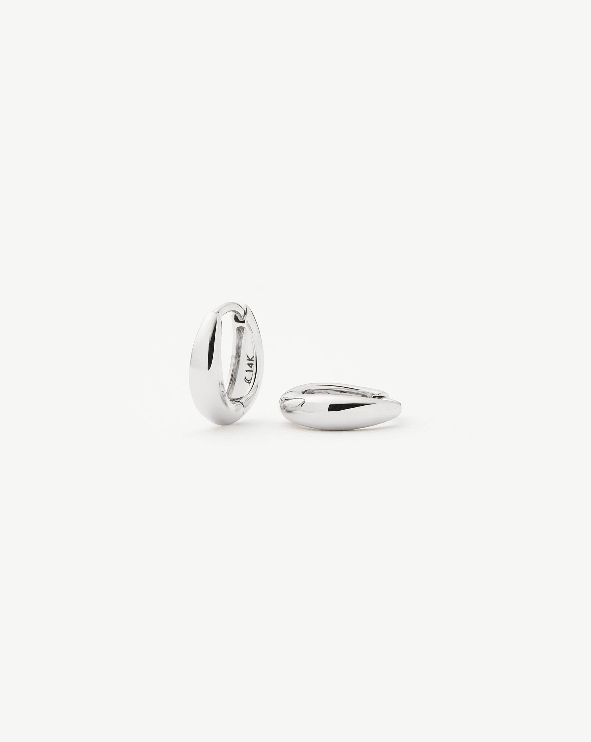 Fine Dome Huggies | 14k Solid White Gold Earrings Missoma