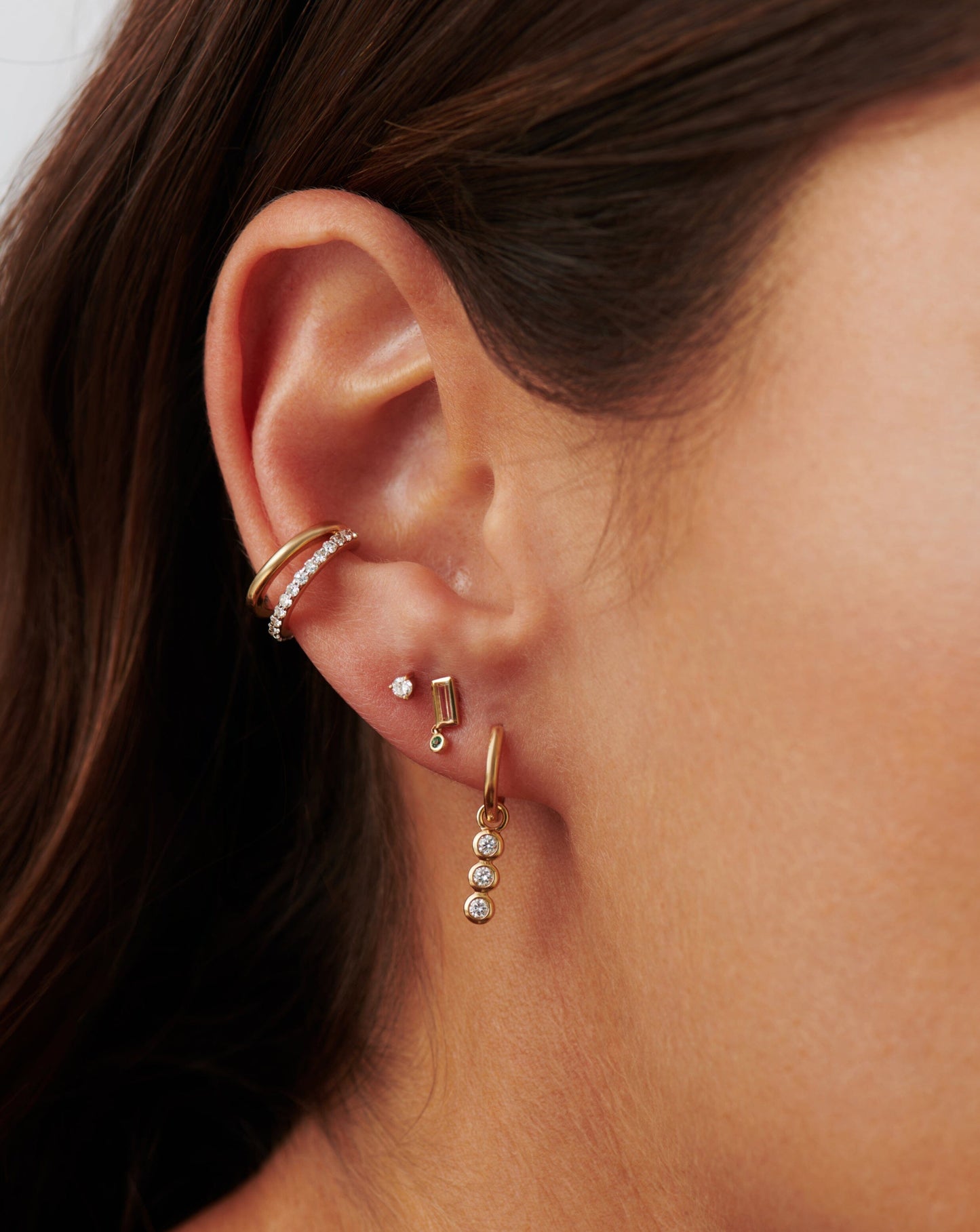 Fine Emerald Single Drop Stud Earring Earrings Missoma