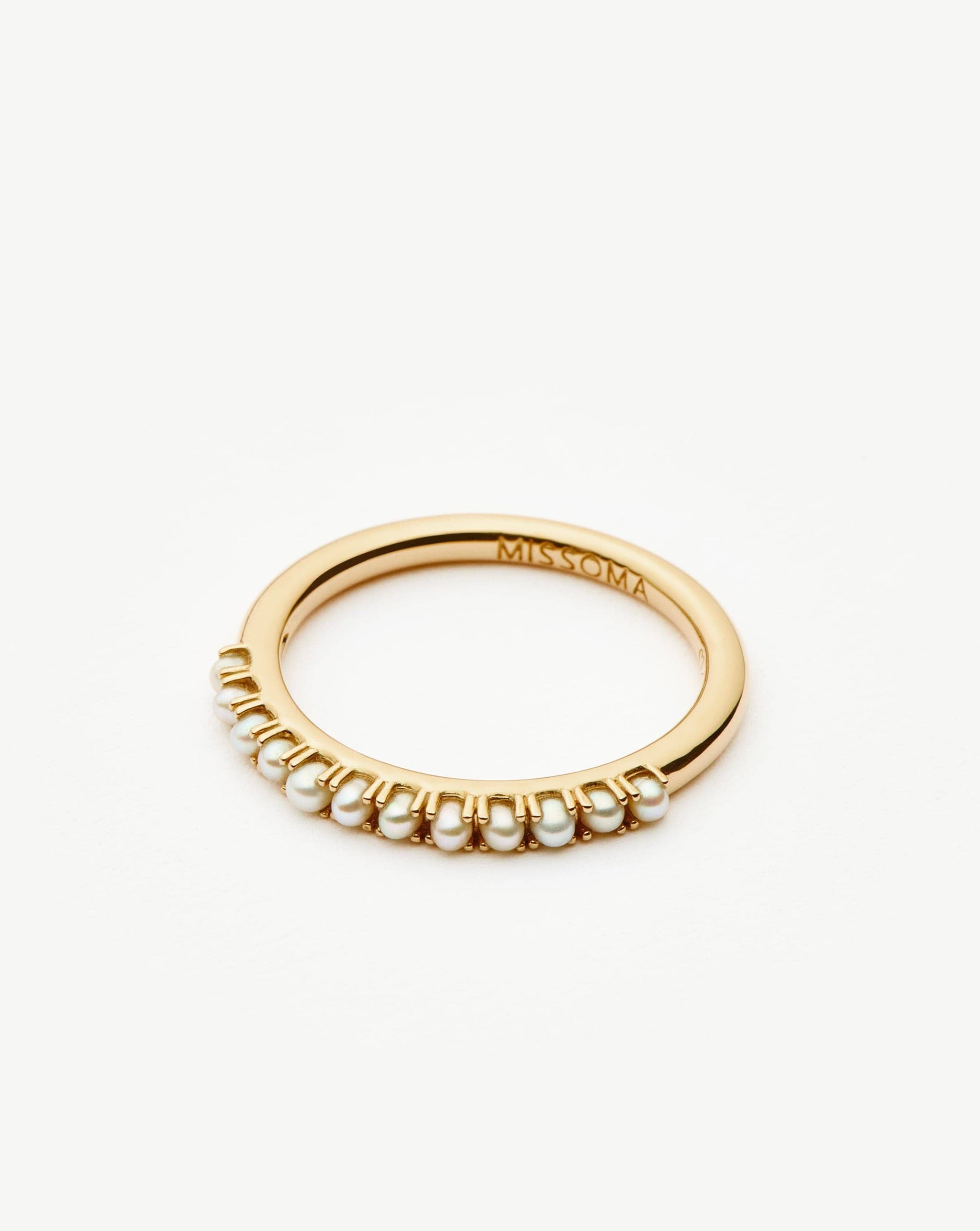 Fine Half Eternity Pearl Ring | 14k Solid Gold/Pearl Rings Missoma