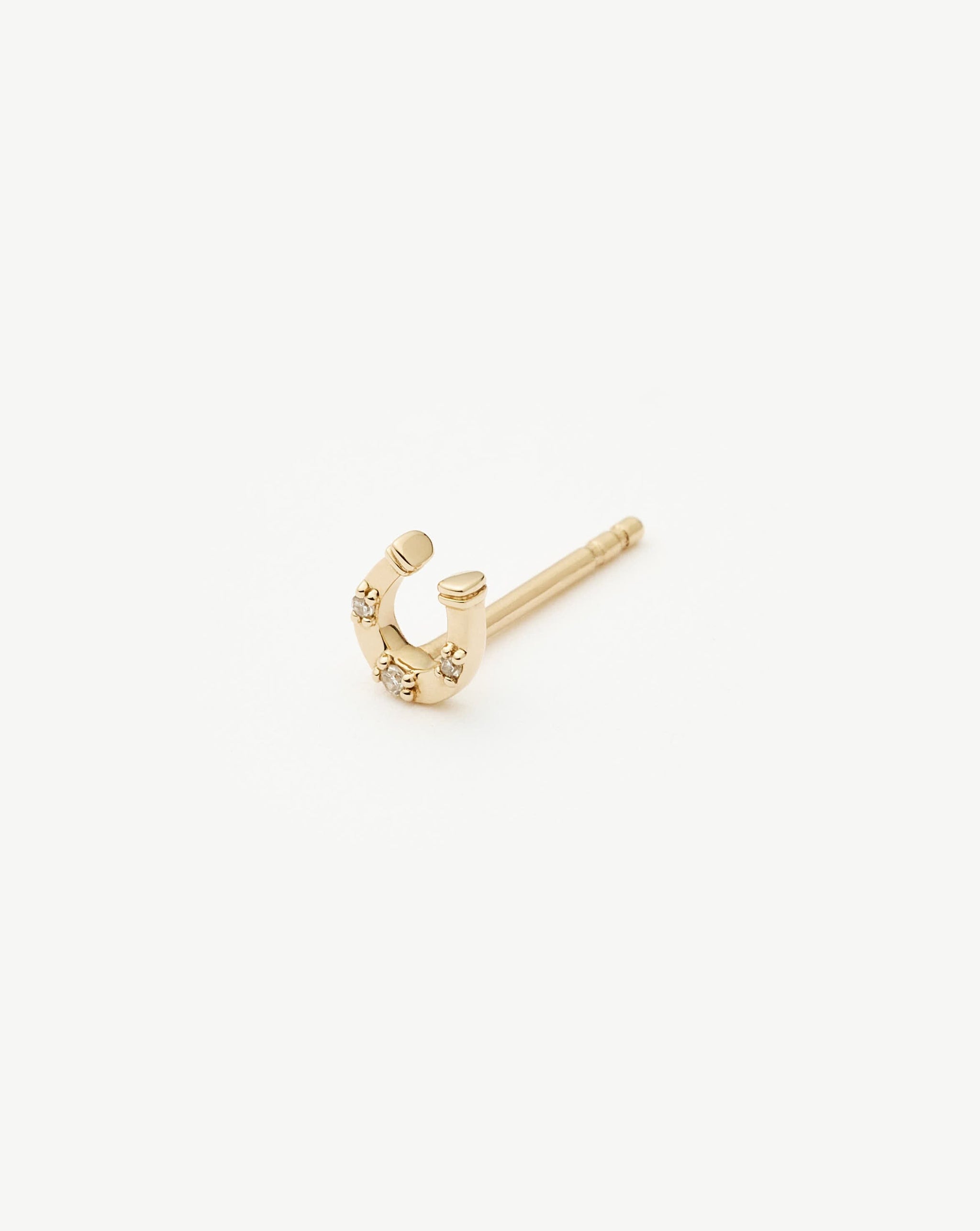 Fine Horseshoe Single Stud Earring | 14k Solid Gold/Diamond Earrings Missoma